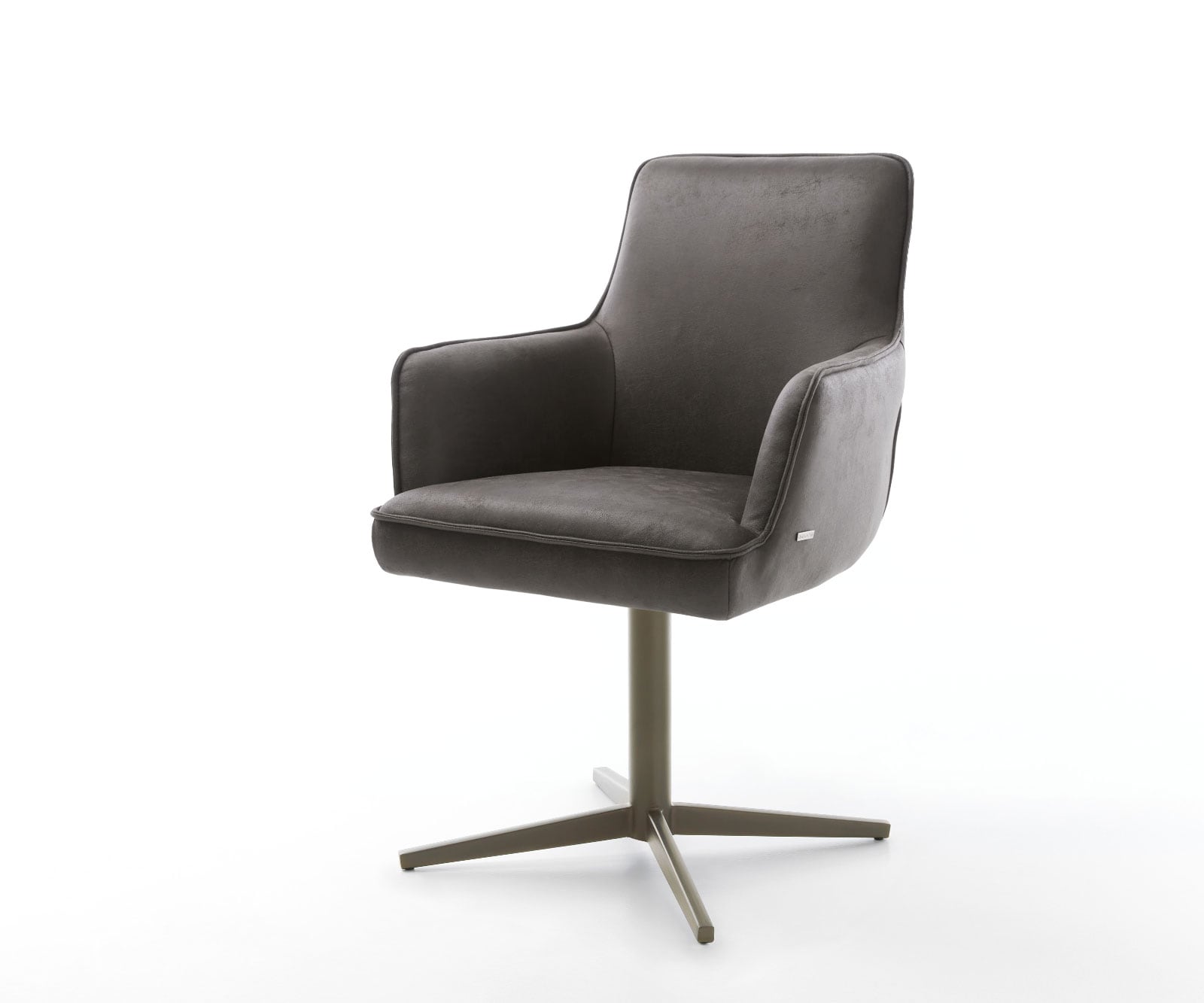 Drehstuhl Heira-Flex mit Armlehnen Mikrofaser Anthrazit Vintage Fußkreuz Effektfinish Titan 360° drehbar Taschenfederkern