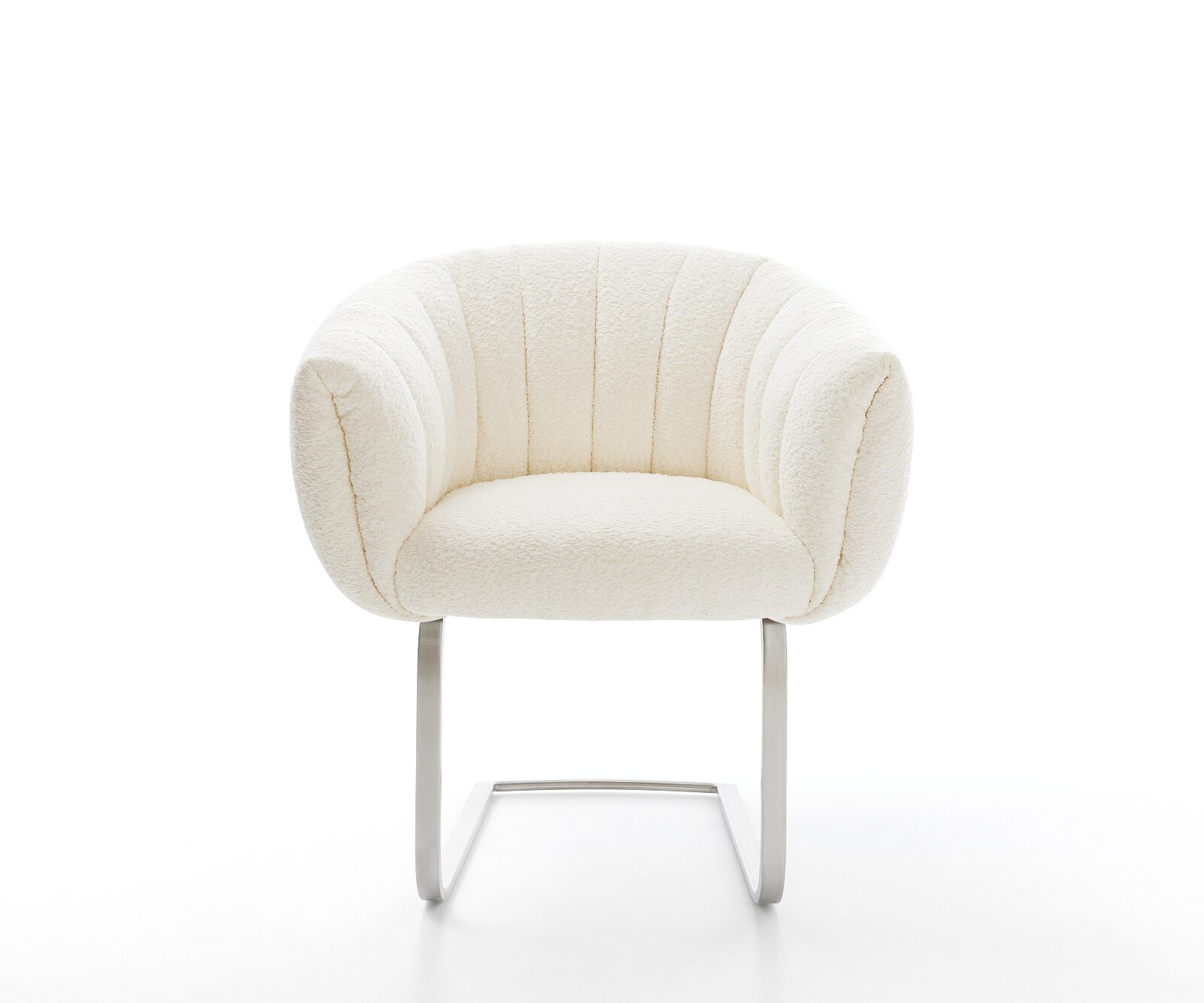 Freischwinger Jada-Flex Bouclé Weiß Freischwinger flach Edelstahl Taschenfederkern 1