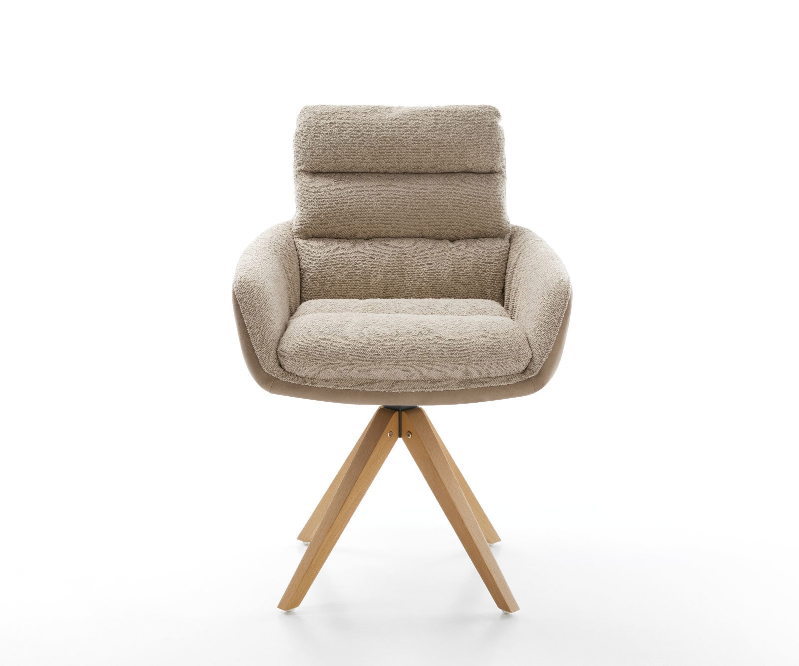 Drehstuhl Abelia-Flex mit Armlehnen Materialmix Schlamm Holzgestell kantig Weiß 180° drehbar 1 Drehstuhl Abelia-Flex mit Armlehnen Materialmix Schlamm Holzgestell kantig Weiß 180° drehbar 1