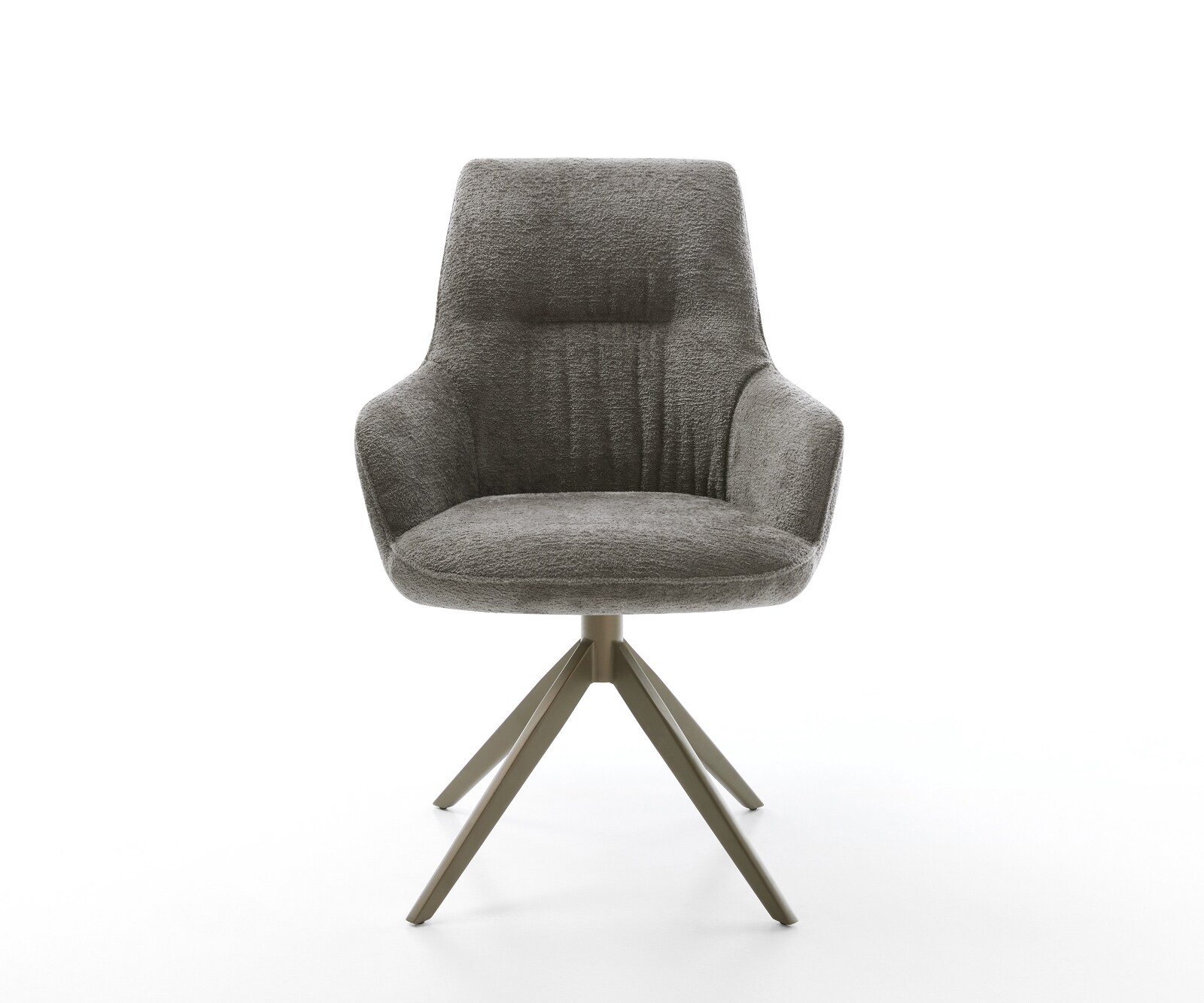 Drehstuhl Zelia-Flex mit Armlehnen Bouclé Soft Schlamm Kreuzgestell breit Effektfinish Titan 360° drehbar Wippfunktion Taschenfederkern 1