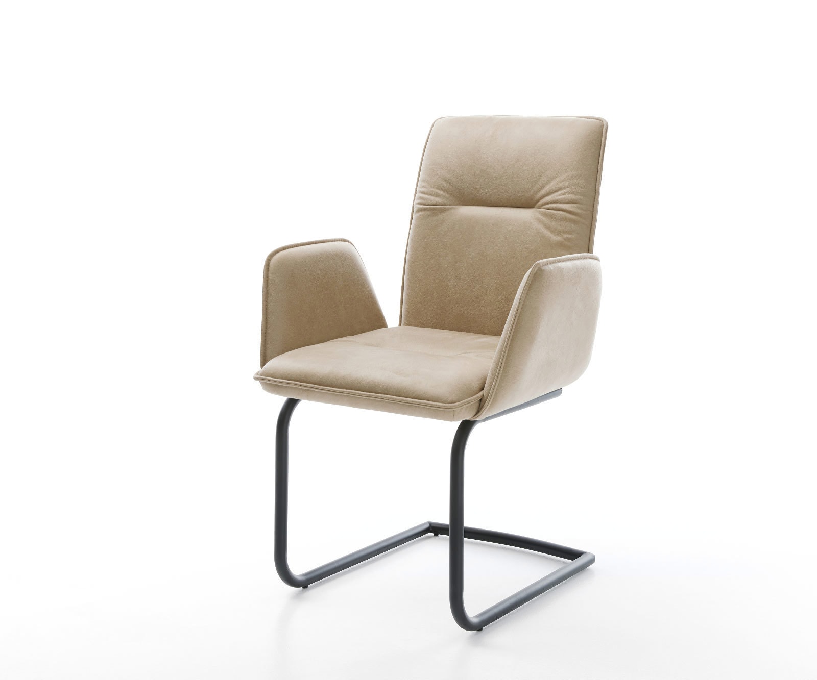 Freischwinger Vinja-Flex Mikrofaser Beige Vintage Freischwinger rund Schwarz Freischwinger Vinja-Flex Mikrofaser Beige Vintage Freischwinger rund Schwarz