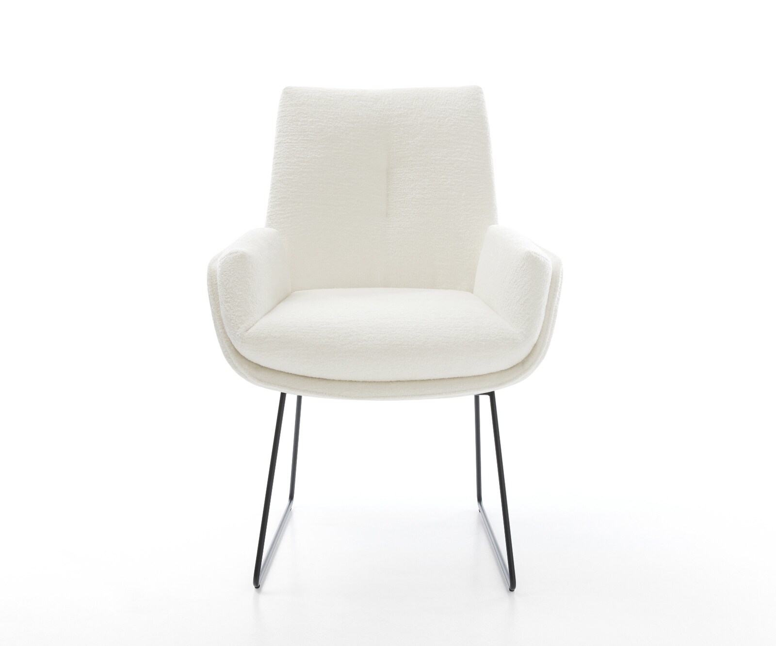 Esszimmerstuhl Clea-Flex Bouclé Soft Beige Kufengestell Schwarz 1