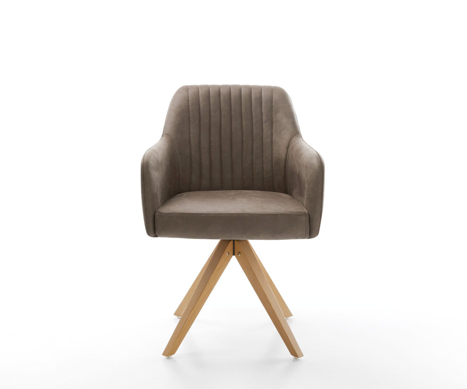 Esszimmerstuhl Greg-Flex Mikrofaser Taupe Vintage Holzgestell kantig Natur Taschenfederkern 1