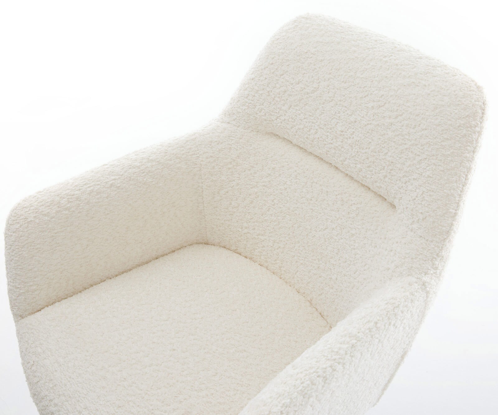 Esszimmerstuhl Pejo-Flex Bouclé Weiß Kufengestell Edelstahl Taschenfederkern 3