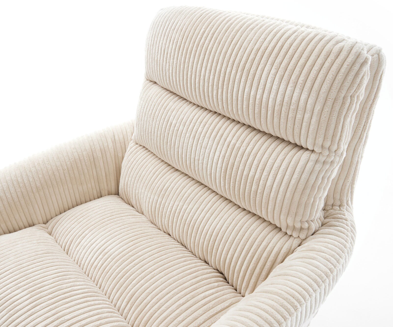 Esszimmerstuhl Abelia-Flex mit Armlehnen Cord Beige Kreuzgestell konisch Edelstahl 3