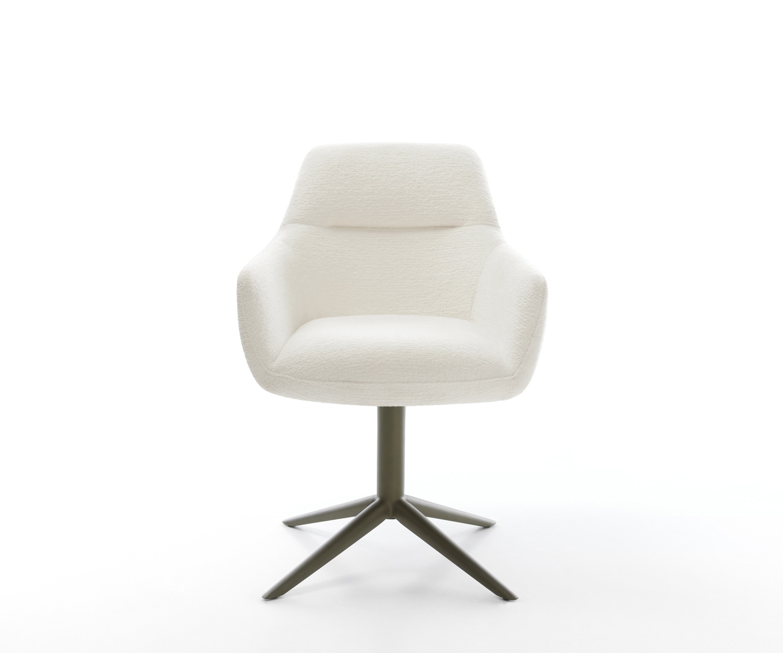 Drehstuhl Pejo-Flex Bouclé Soft Beige Fußkreuz Effektfinish Titan 360° drehbar Wippfunktion Taschenfederkern 1