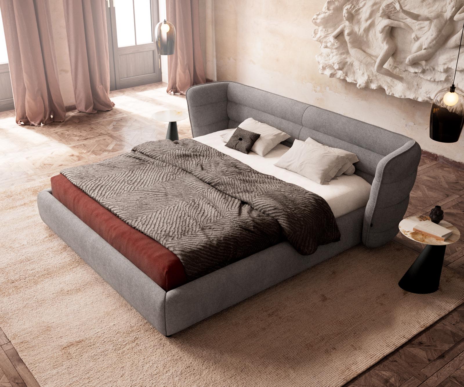 Polsterbettgestell Simea 180x200 cm Mikrofaser Grau 3
