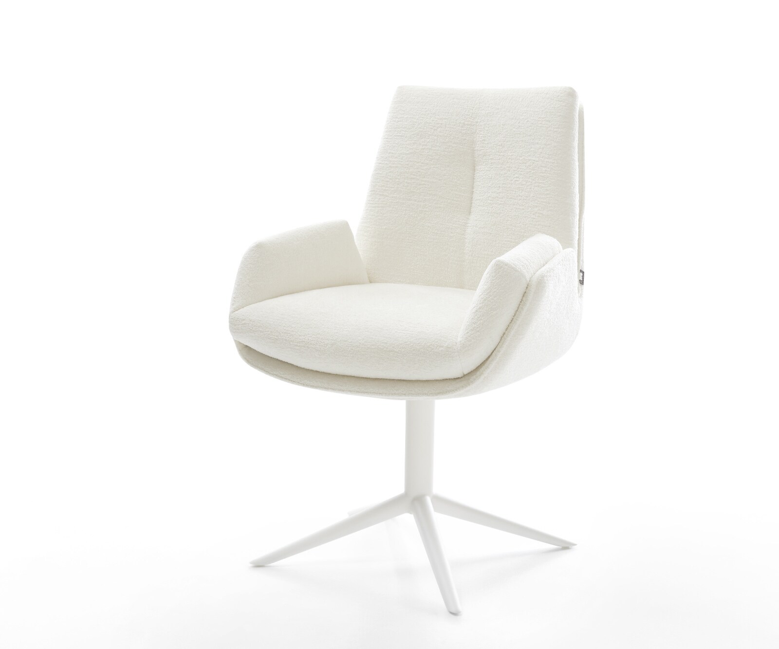 Drehstuhl Clea-Flex Bouclé Soft Beige Fußkreuz Weiß 360° drehbar Wippfunkti günstig online kaufen