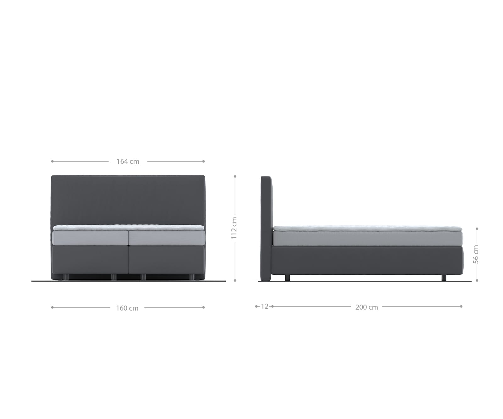Boxspringbett Dream-Well 160x200 cm Cord Silbergrau mit Matratze und Topper 4 Boxspringbett Dream-Well 160x200 cm Cord Silbergrau mit Matratze und Topper 4