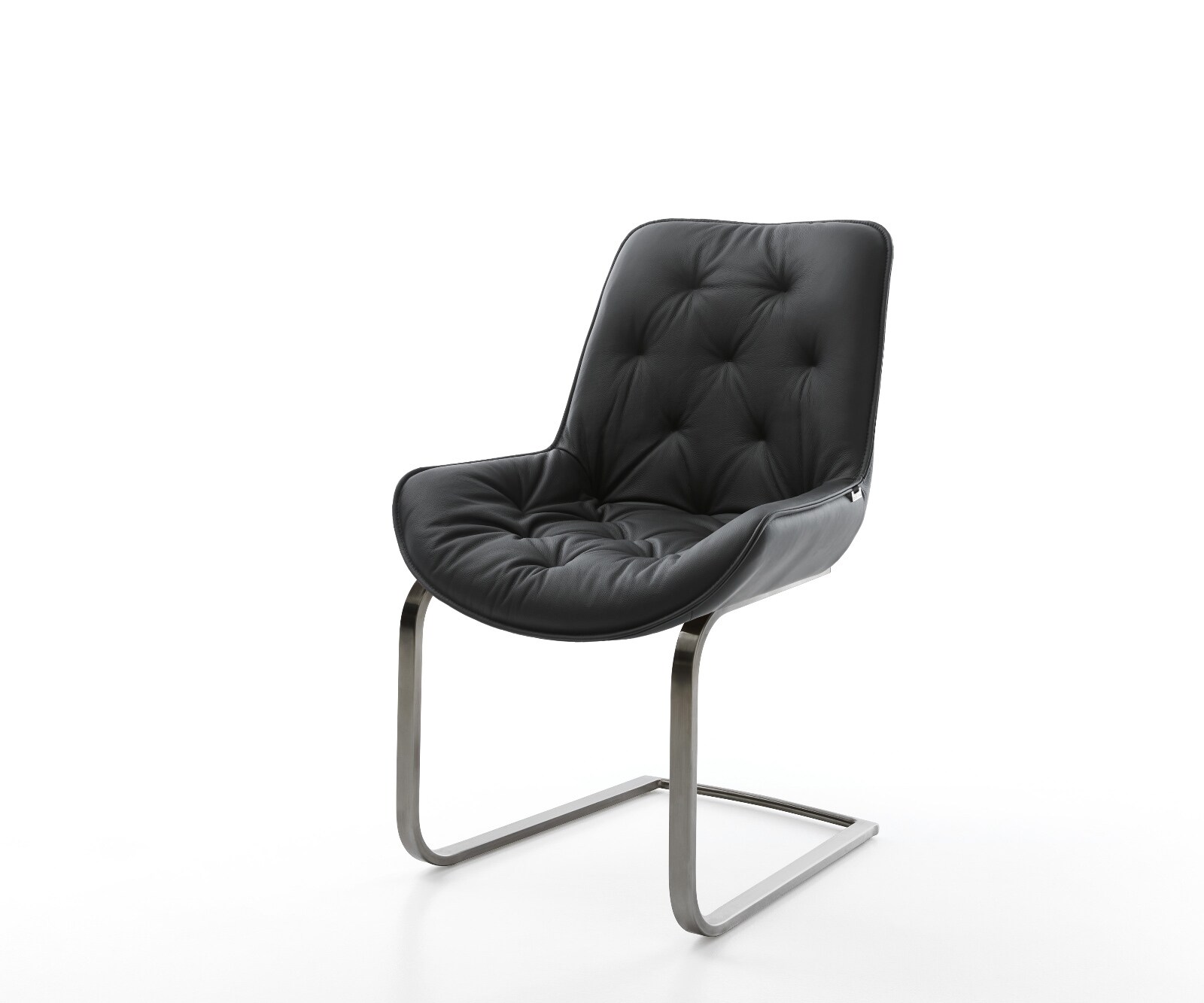 Freischwinger Taimi-Flex Echt-Leder Schwarz Freischwinger flach Graphit
