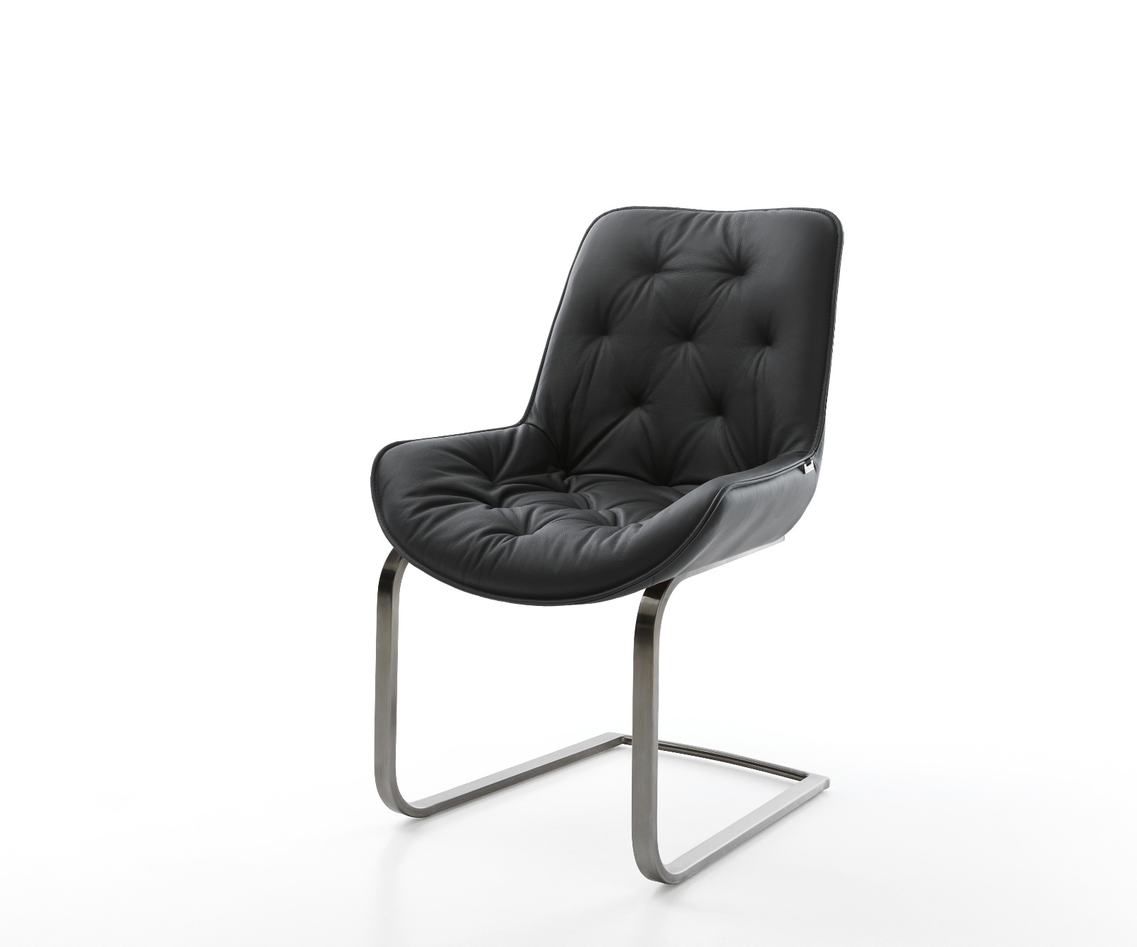 Freischwinger Taimi-Flex Echt-Leder Schwarz Freischwinger flach Graphit
