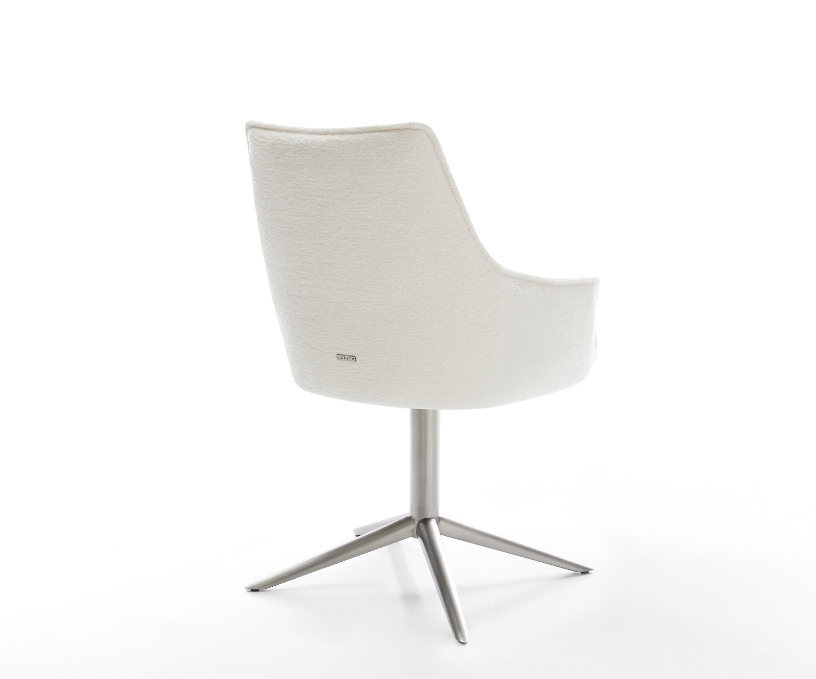 Drehstuhl Alja-Flex mit Armlehnen Bouclé Soft Beige Fußkreuz Edelstahl 360° drehbar Wippfunktion Taschenfederkern 4