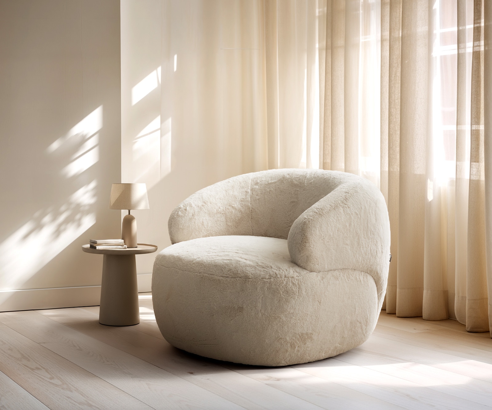 Loungesessel Nova 88x88 cm Plüsch Creme-Weiß Loungesessel Nova 88x88 cm Plüsch Creme-Weiß
