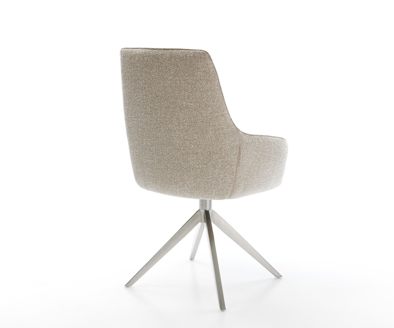 Drehstuhl Zelia-Flex mit Armlehnen Webstoff Soft Beige Kreuzgestell breit Edelstahl 360° drehbar Wippfunktion Taschenfederkern 4