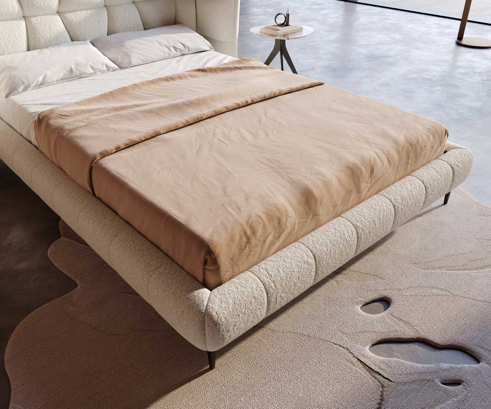 Polsterbettgestell Capujo 140x200 cm Bouclé Creme-Weiß 4