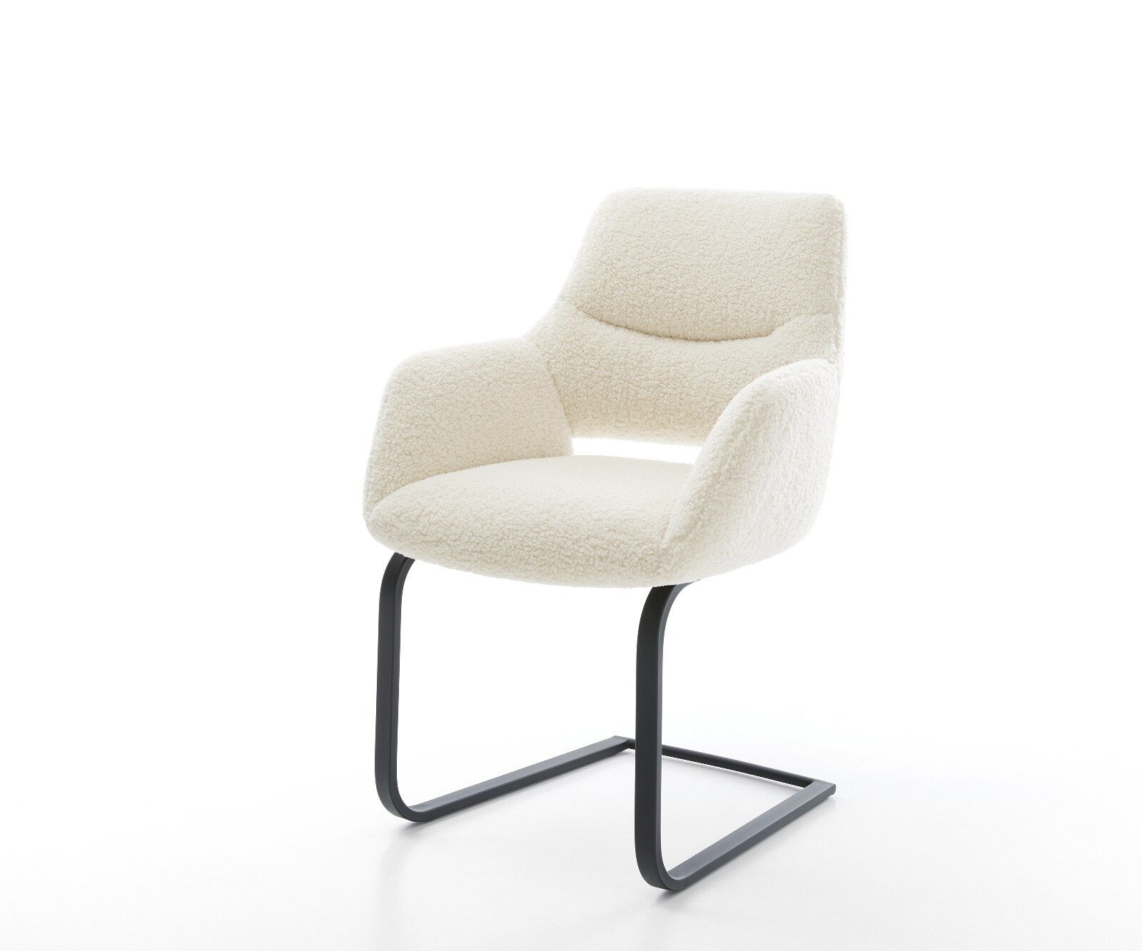 Freischwinger Yago-Flex mit Armlehnen Teddystoff Beige Freischwinger flach günstig online kaufen