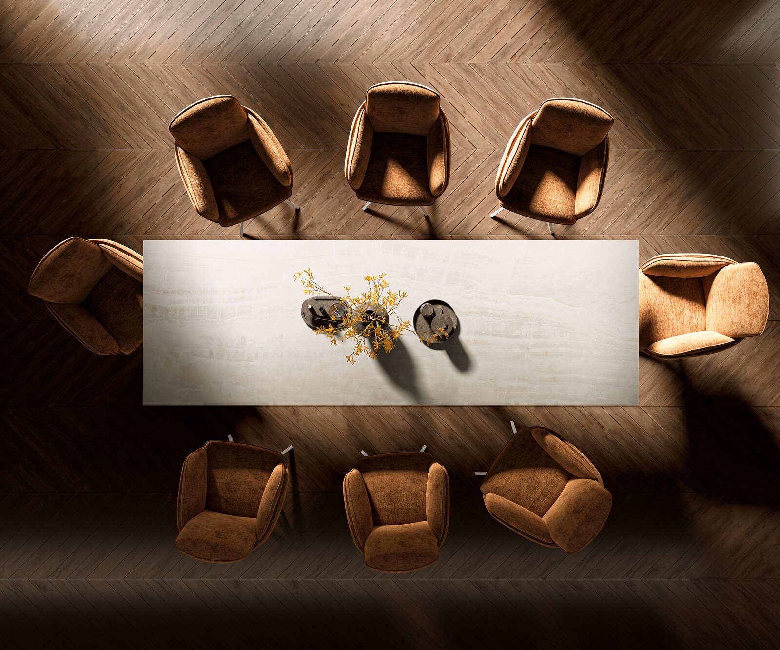 Esstisch Edge 300x100 cm Keramik Onyx Champagne Spider Metall Weiß 6