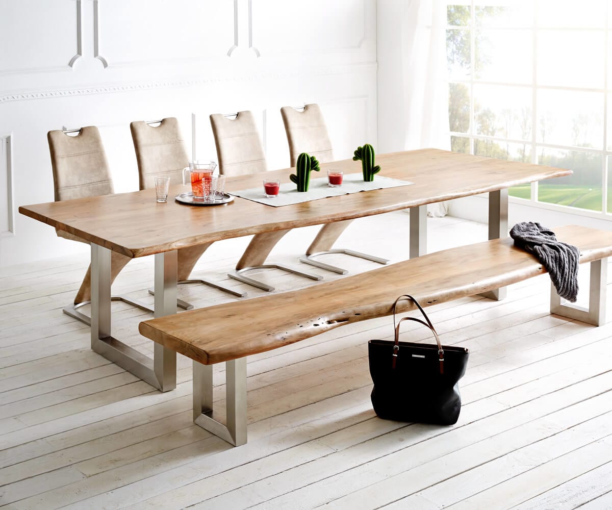 Esstischplatte Edge 300x100cm Akazie Natur Live-Edge 4