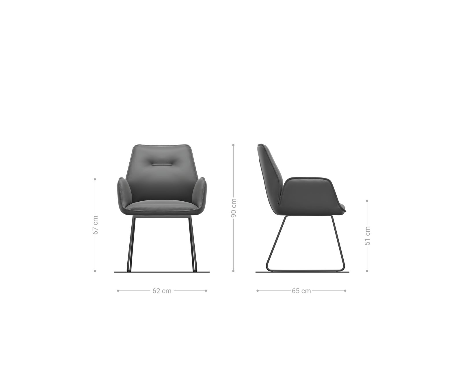 Esszimmerstuhl Zoa-Flex Strukturstoff Soft Grau Kufengestell Schwarz Taschenfederkern 6