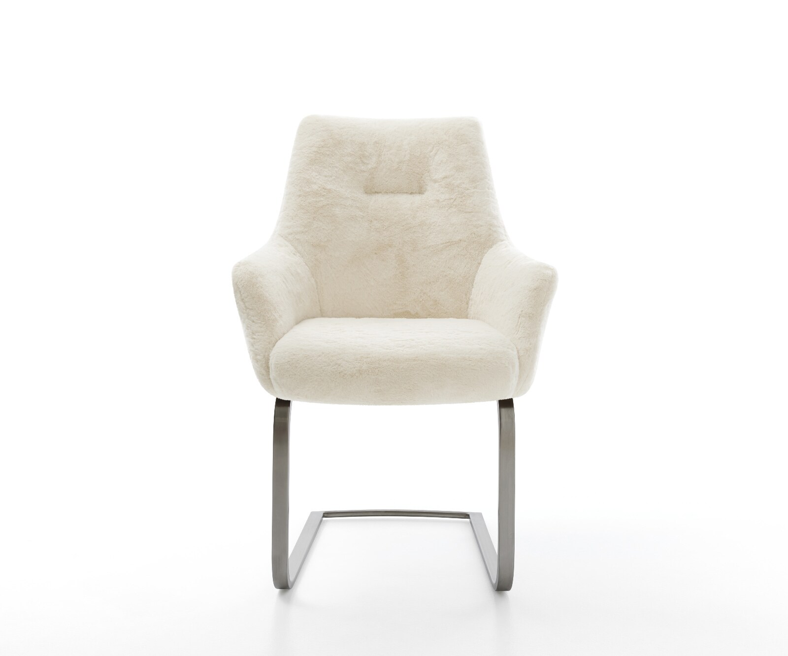 Freischwinger Alja-Flex mit Armlehnen Plüsch Creme-Weiß Freischwinger flach Graphit Taschenfederkern 2