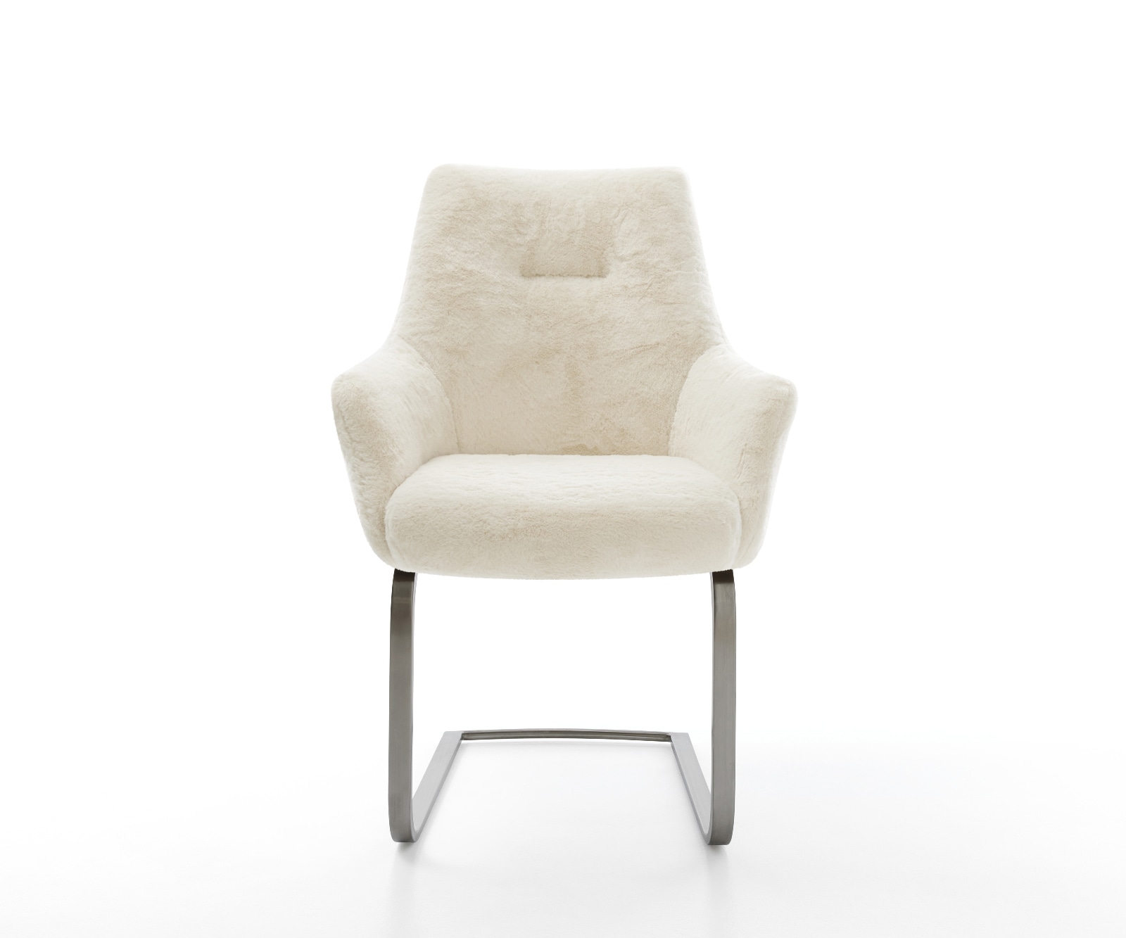 Freischwinger Alja-Flex mit Armlehnen Plüsch Creme-Weiß Freischwinger flach Graphit Taschenfederkern 2