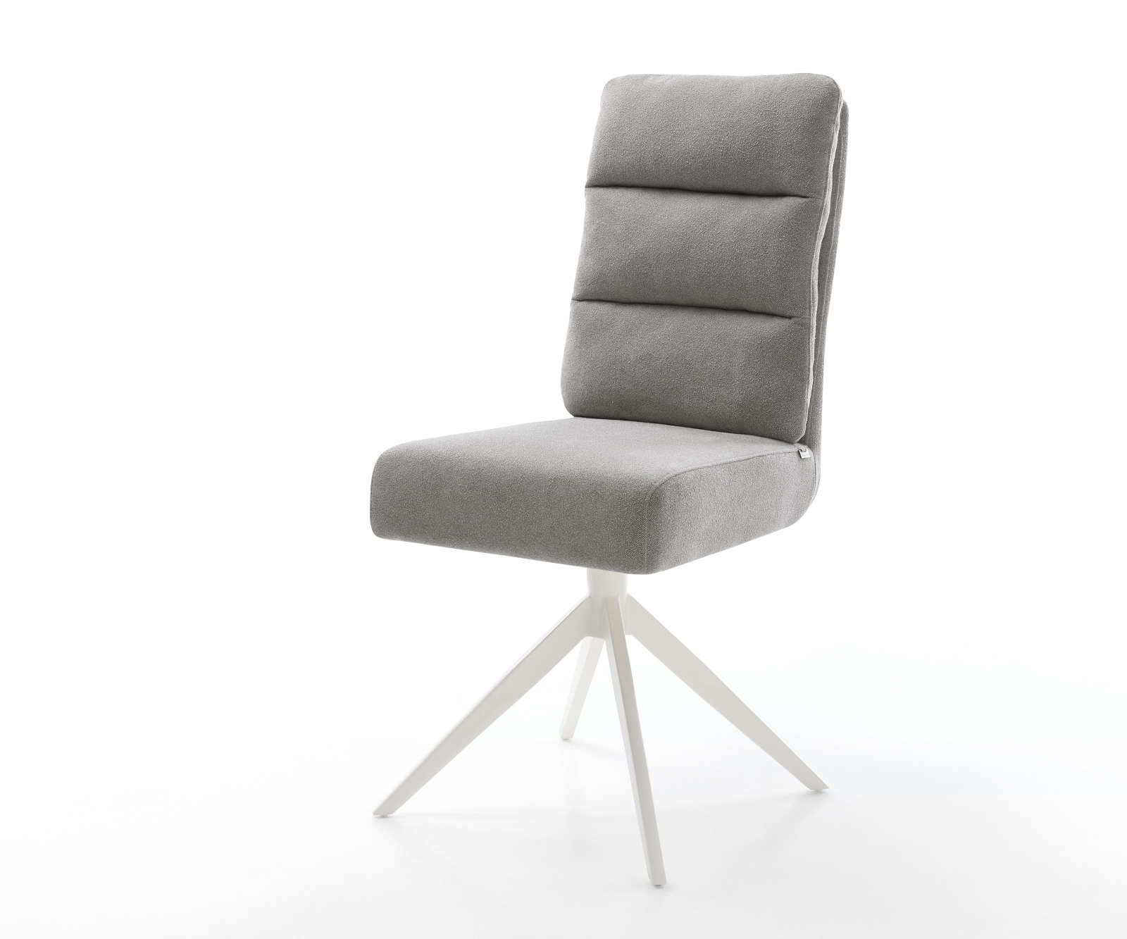 Drehstuhl Pela-Flex Strukturstoff Soft Grau Kreuzgestell breit Weiß 360° drehbar Wippfunktion Taschenfederkern