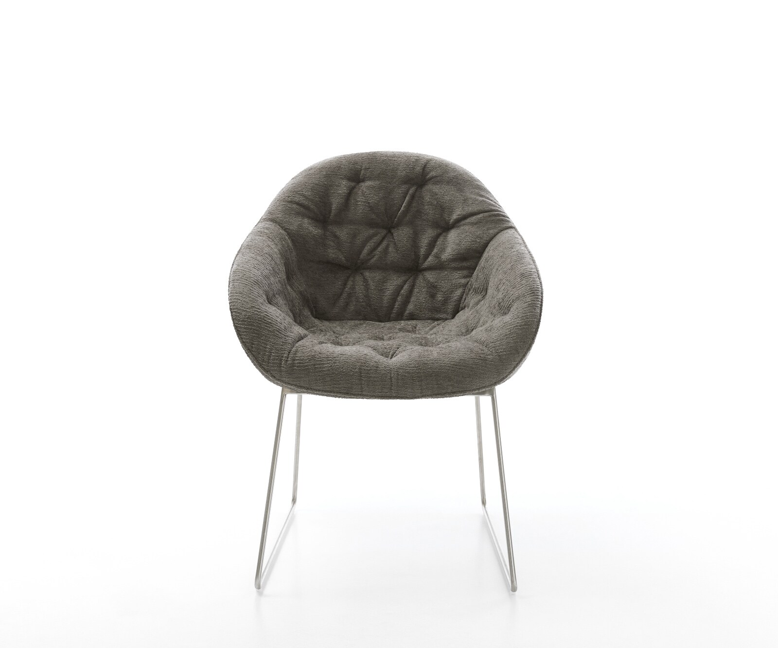 Esszimmerstuhl Gaio-Flex Bouclé Soft Schlamm Kufengestell Edelstahl 2