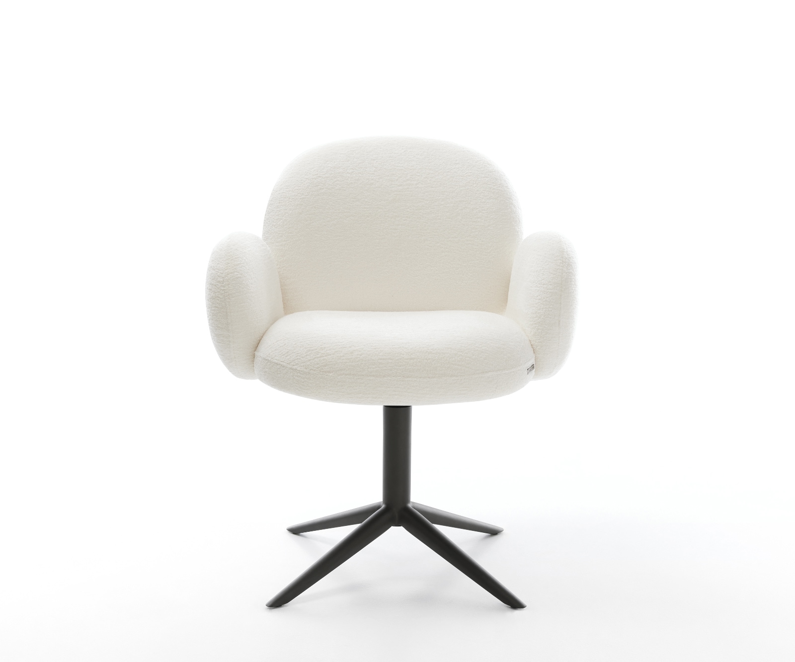 Drehstuhl Nube-Flex mit Armlehnen Bouclé Soft Beige Fußkreuz Schwarz 360° drehbar Wippfunktion Taschenfederkern 1