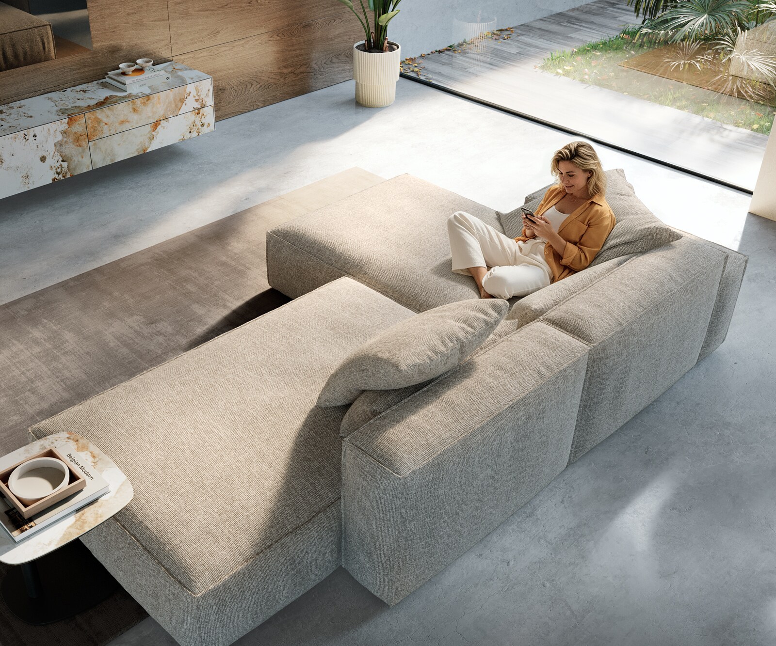 Ecksofa Freestyle Cozy 310x200 cm Webstoff Soft Beige 1