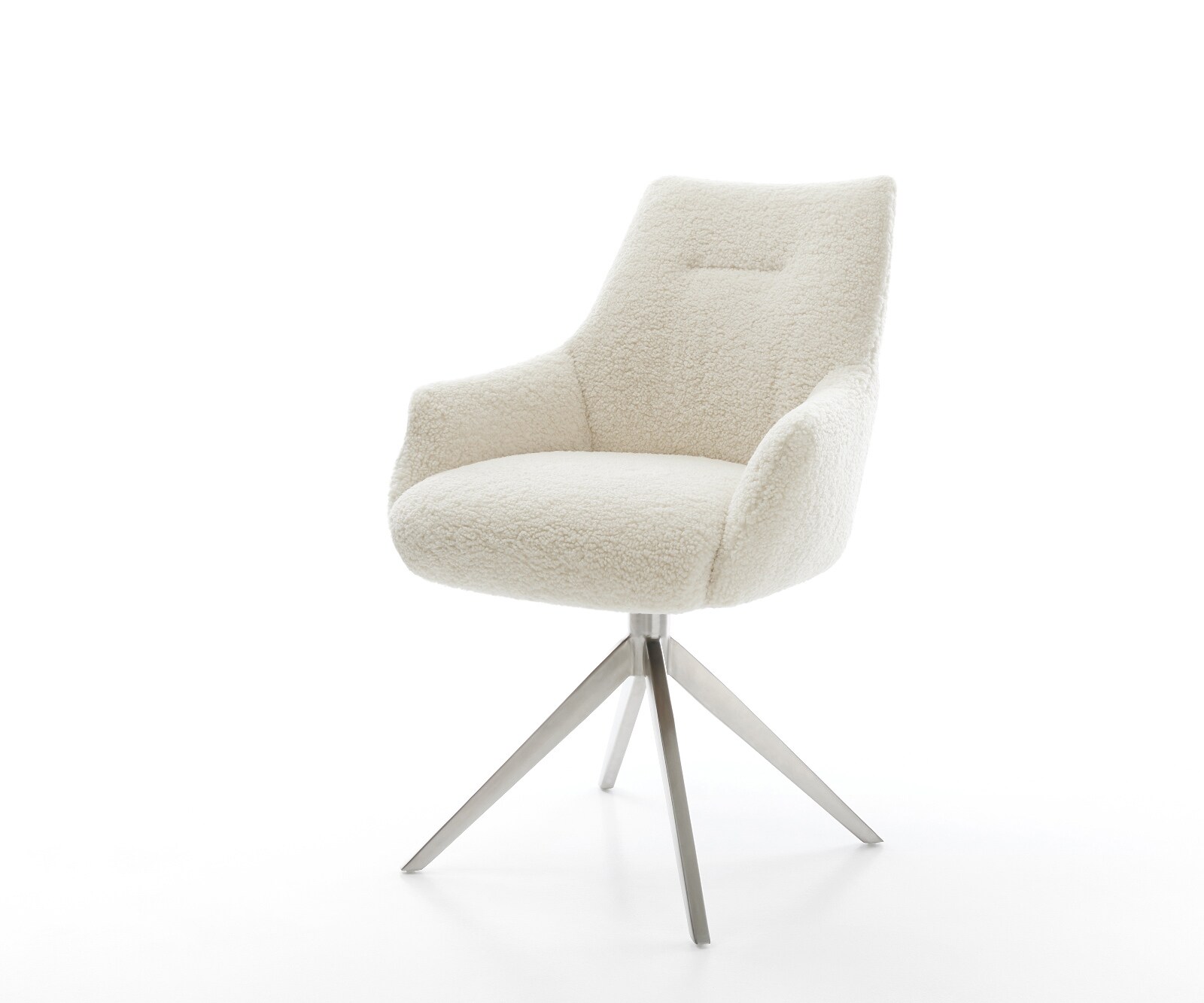 Drehstuhl Alja-Flex mit Armlehnen Teddystoff Beige Kreuzgestell breit Edels günstig online kaufen