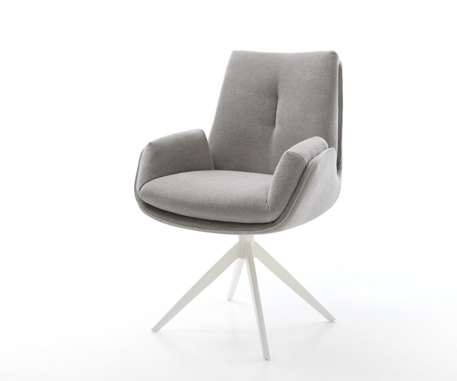 Drehstuhl Clea-Flex Strukturstoff Soft Grau Kreuzgestell breit Weiß 360° dr günstig online kaufen