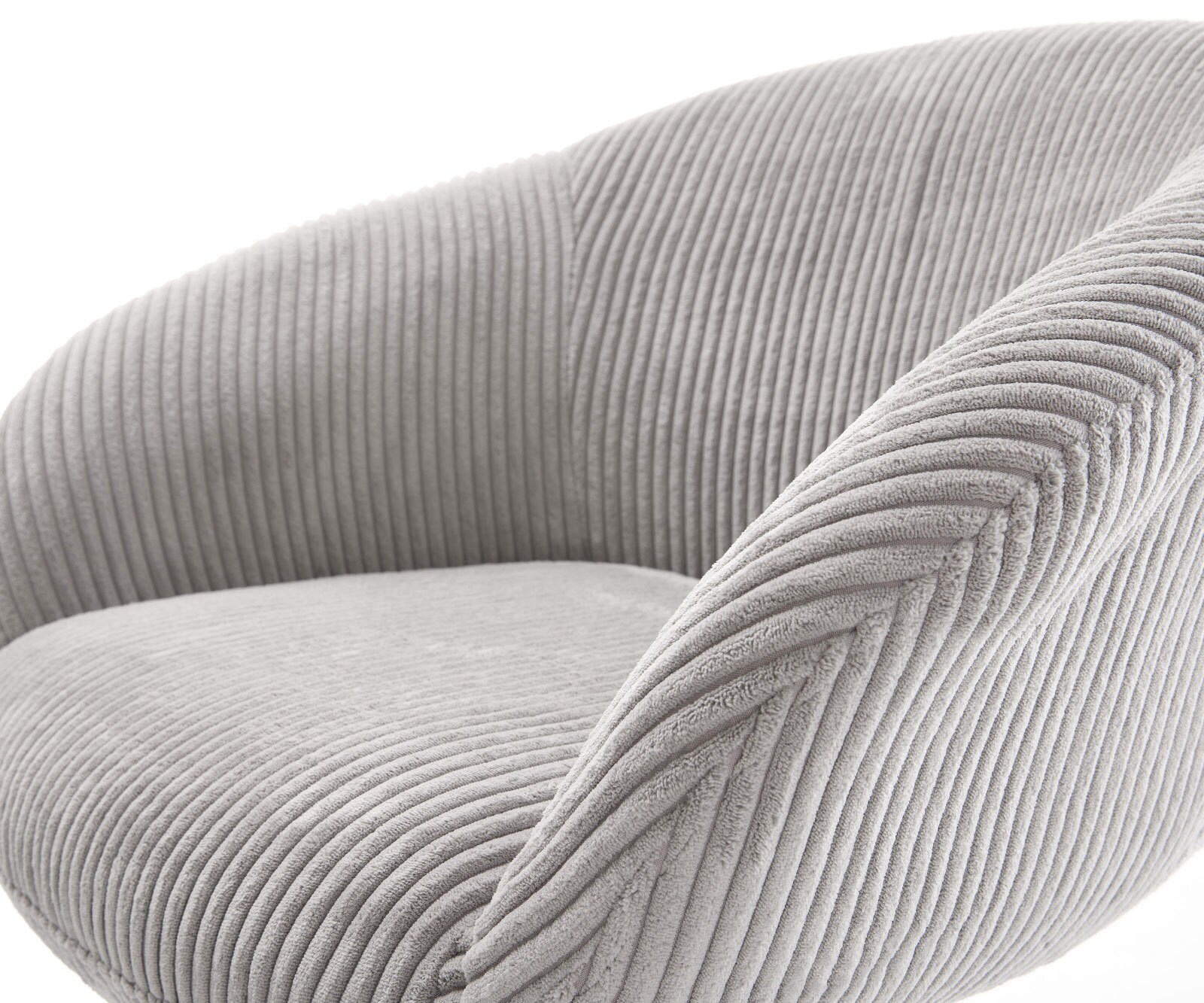 Drehstuhl Vinka-Flex mit Armlehnen Cord Silbergrau Kreuzgestell breit Edelstahl 360° drehbar Wippfunktion Taschenfederkern 3