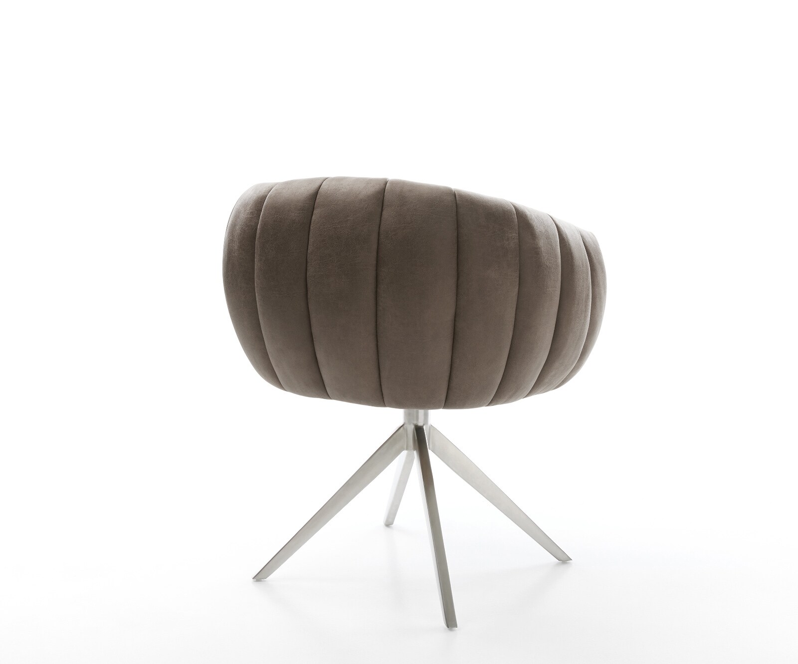 Drehstuhl Jada-Flex Mikrofaser Taupe Vintage Kreuzgestell breit Edelstahl 360° drehbar Wippfunktion Taschenfederkern 4