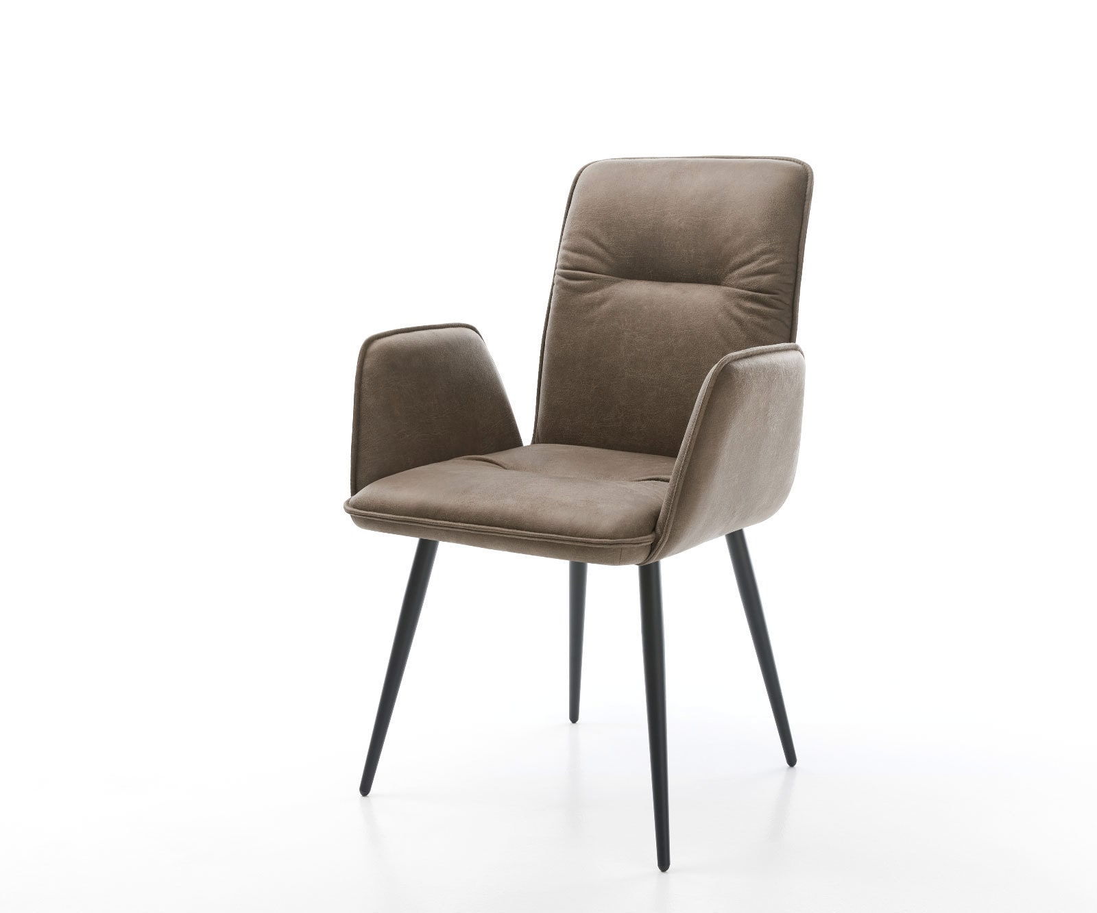 Esszimmerstuhl Vinja-Flex Mikrofaser Taupe Vintage 4-Fuß konisch Schwarz Esszimmerstuhl Vinja-Flex Mikrofaser Taupe Vintage 4-Fuß konisch Schwarz