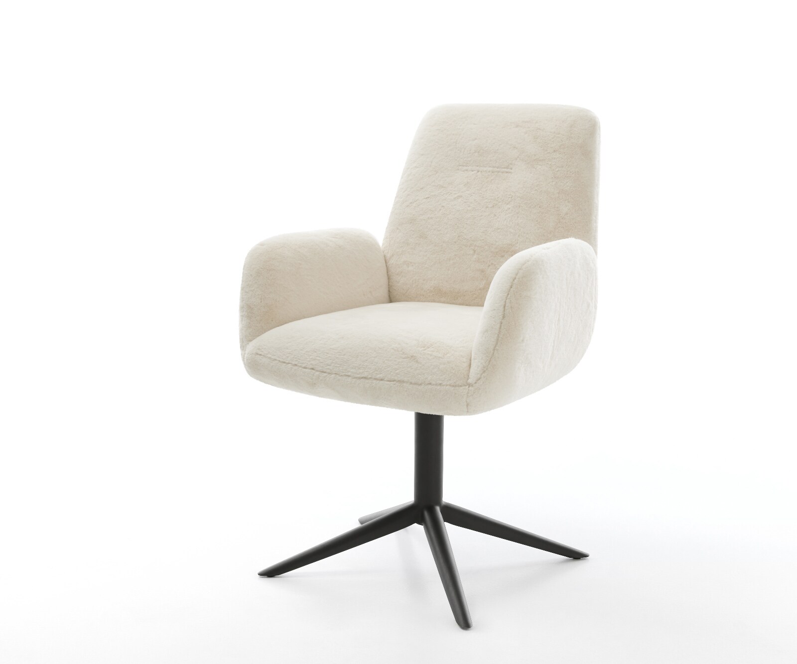 Drehstuhl Zoa-Flex Plüsch Creme-Weiß Fußkreuz Schwarz 360° drehbar Wippfunk günstig online kaufen