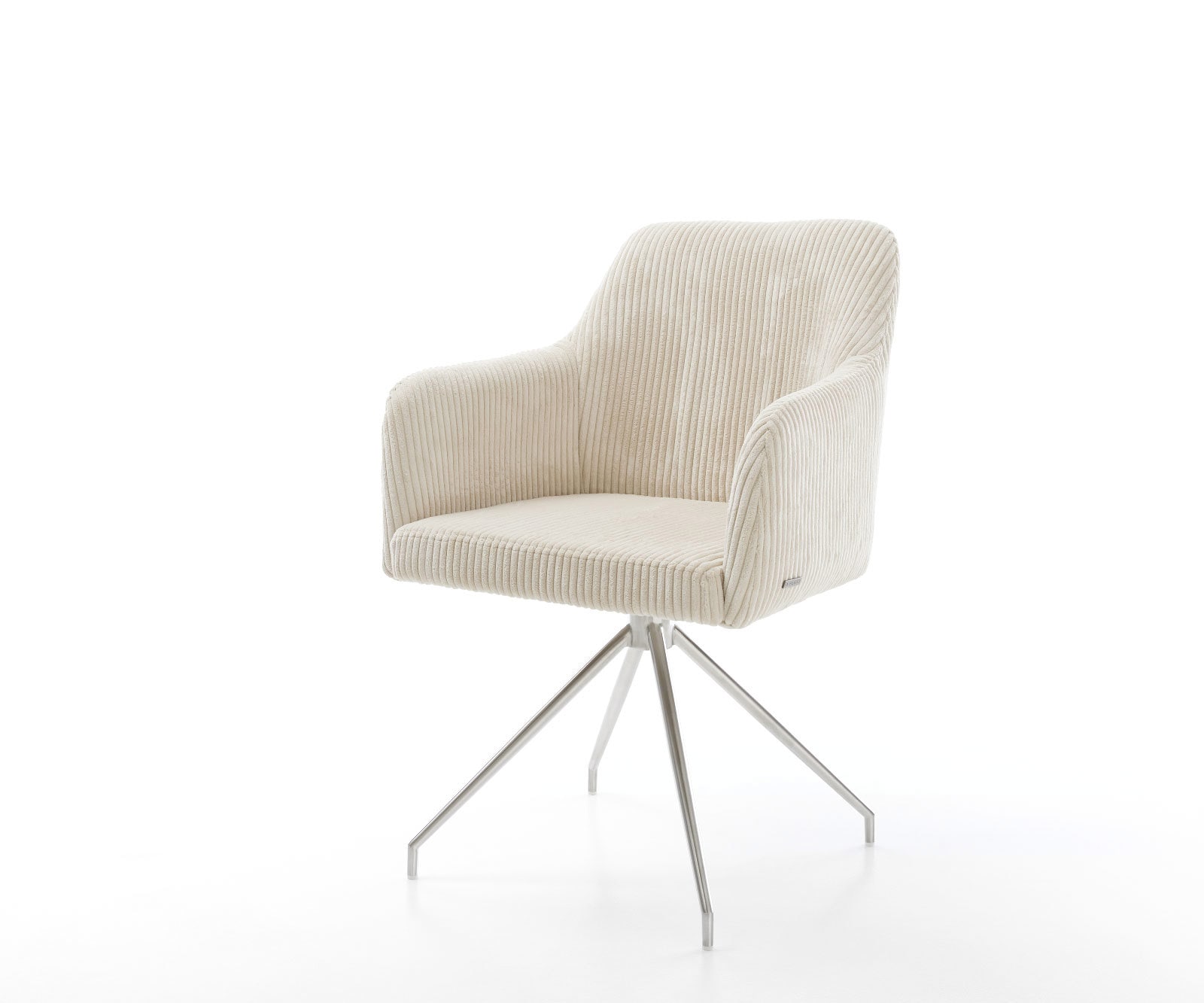 Esszimmerstuhl Greg-Flex Cord Beige Kreuzgestell konisch Edelstahl Taschenfederkern 1