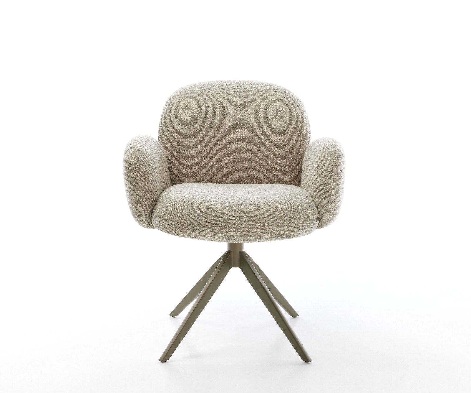 Drehstuhl Nube-Flex mit Armlehnen Webstoff Soft Beige Kreuzgestell breit Effektfinish Titan 360° drehbar Wippfunktion Taschenfederkern 2