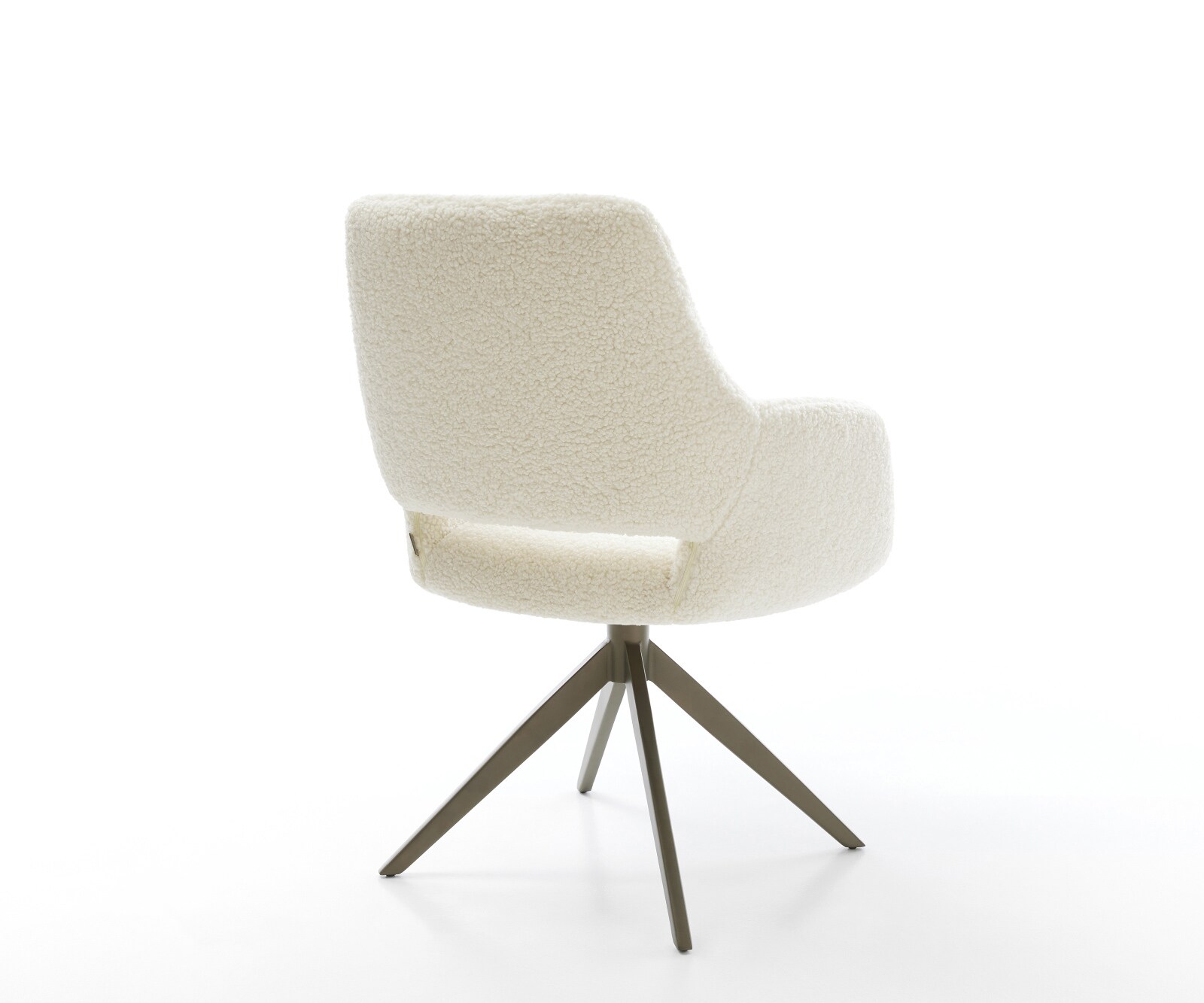 Drehstuhl Yago-Flex mit Armlehnen Teddystoff Beige Kreuzgestell breit Effektfinish Titan 360° drehbar Wippfunktion Taschenfederkern 4