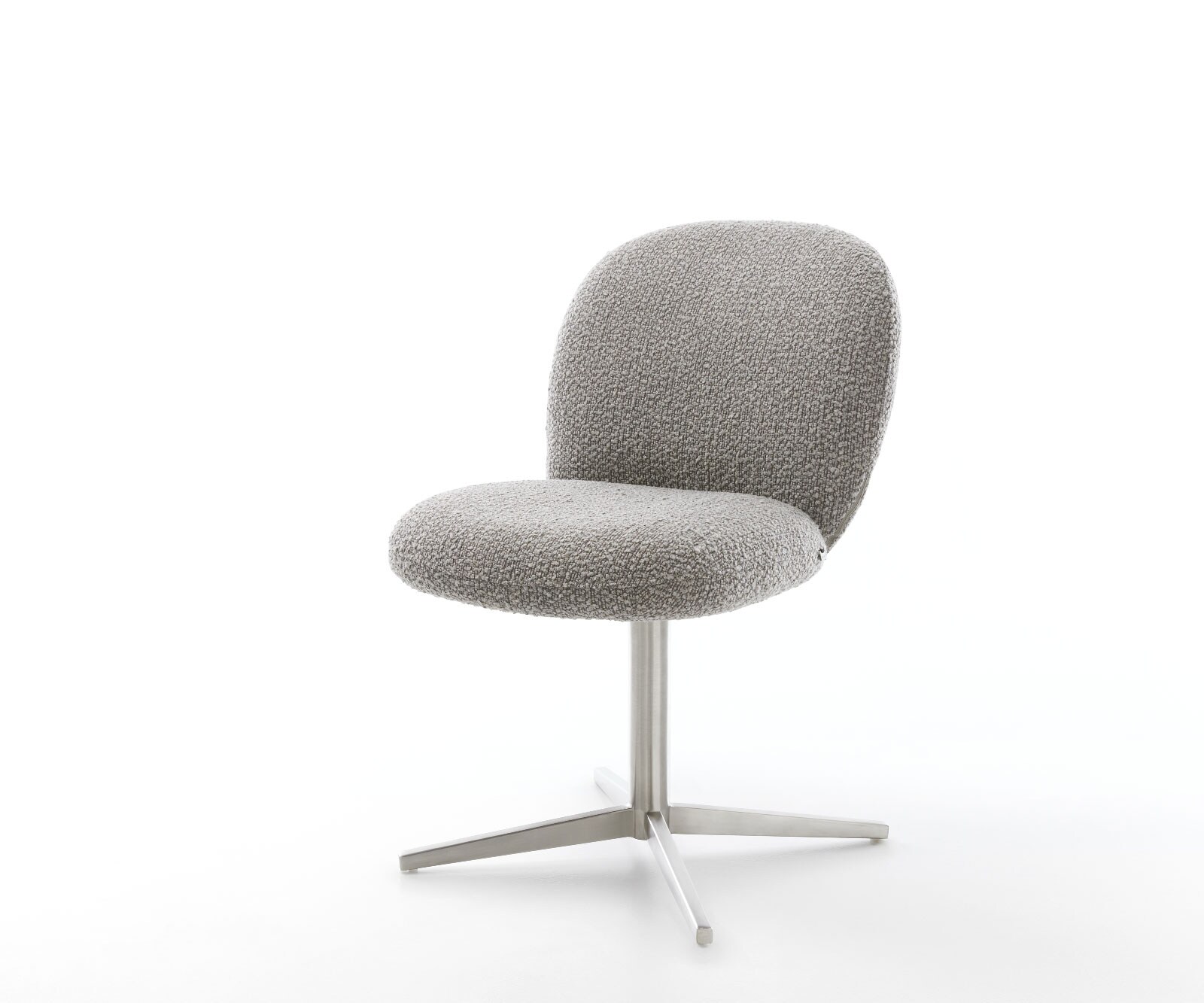 Drehstuhl Nube-Flex Bouclé Silbergrau Fußkreuz Edelstahl 360° drehbar Taschenfederkern