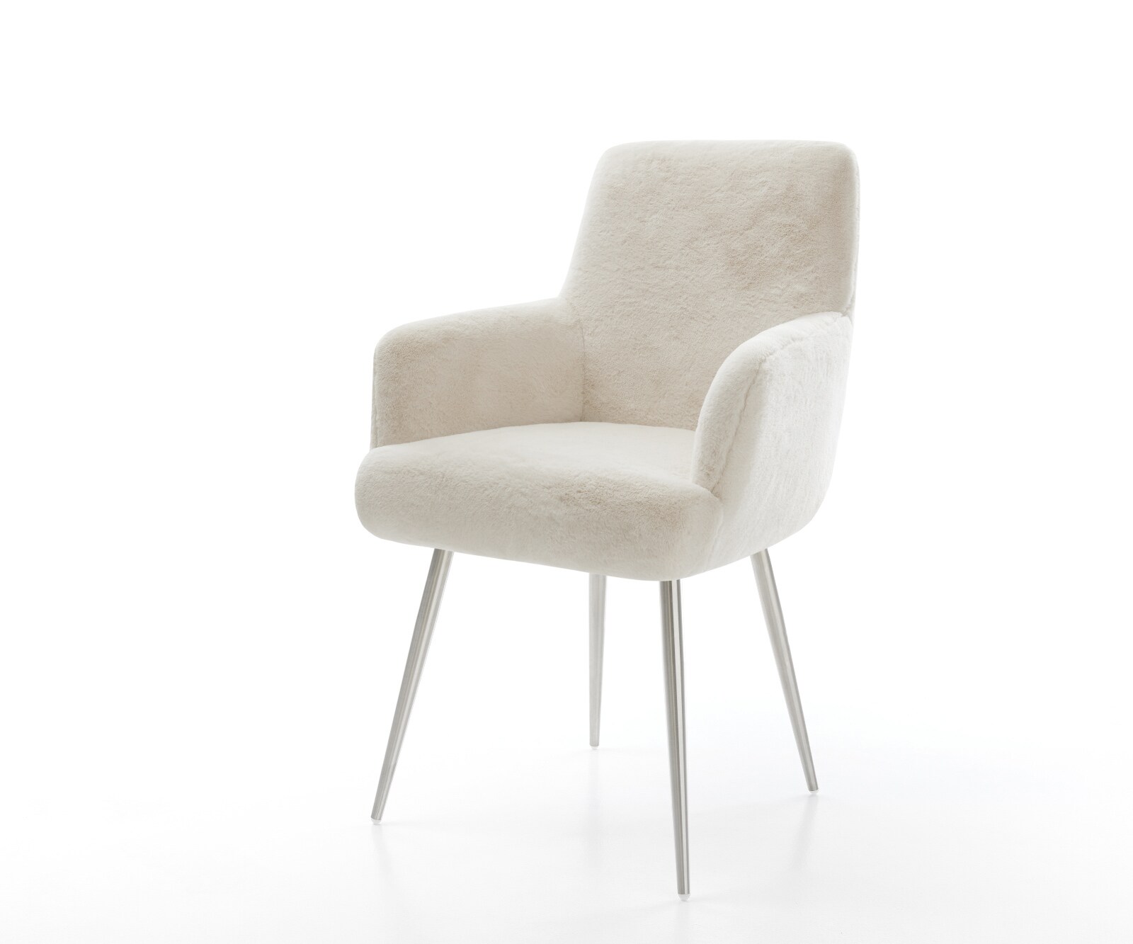 Esszimmerstuhl Heira-Flex mit Armlehnen Plüsch Creme-Weiß 4-Fuß konisch Ede günstig online kaufen