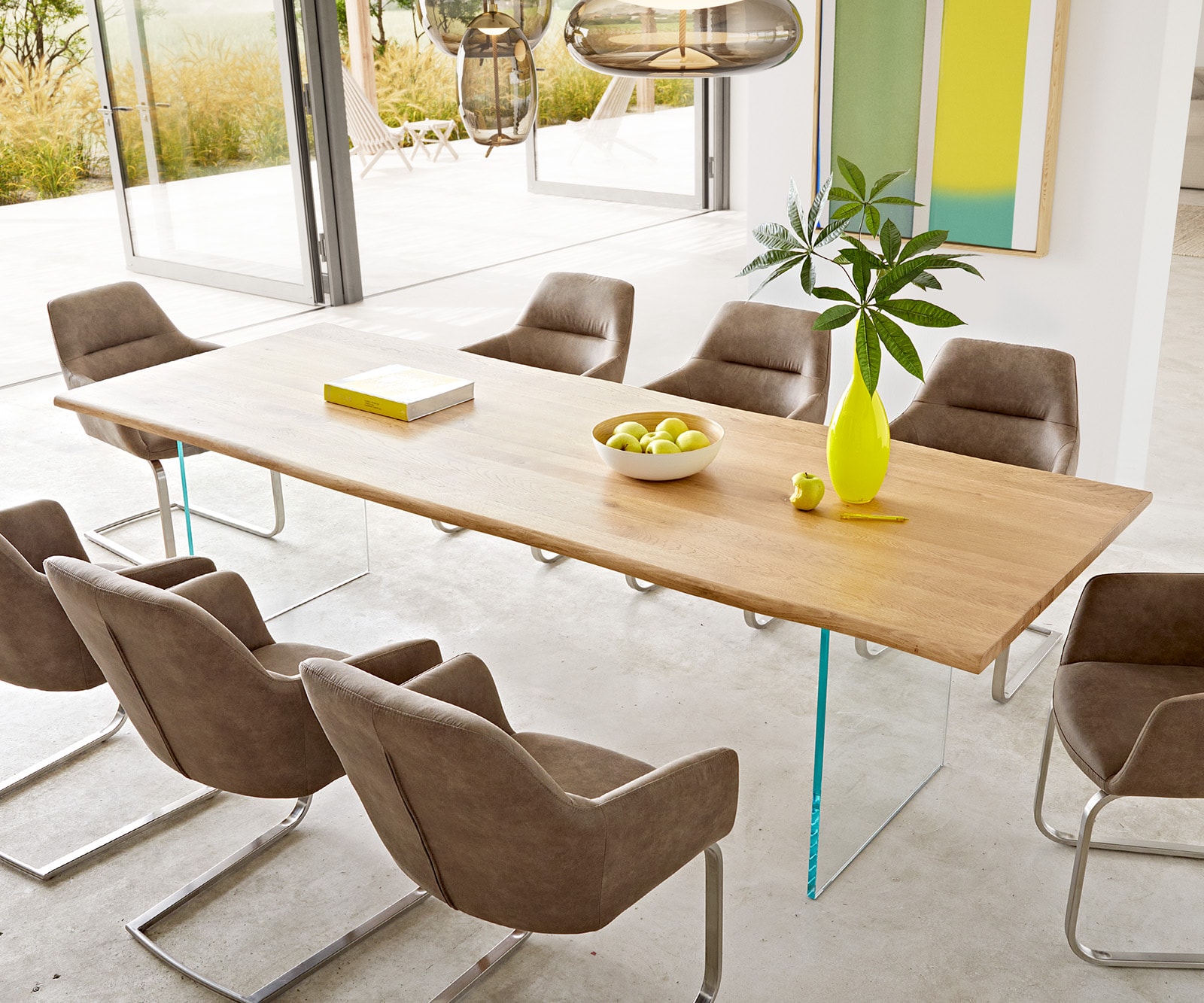 Esstisch Edge 260x100x2,5-3 Eiche Natur Glas Live-Edge 1