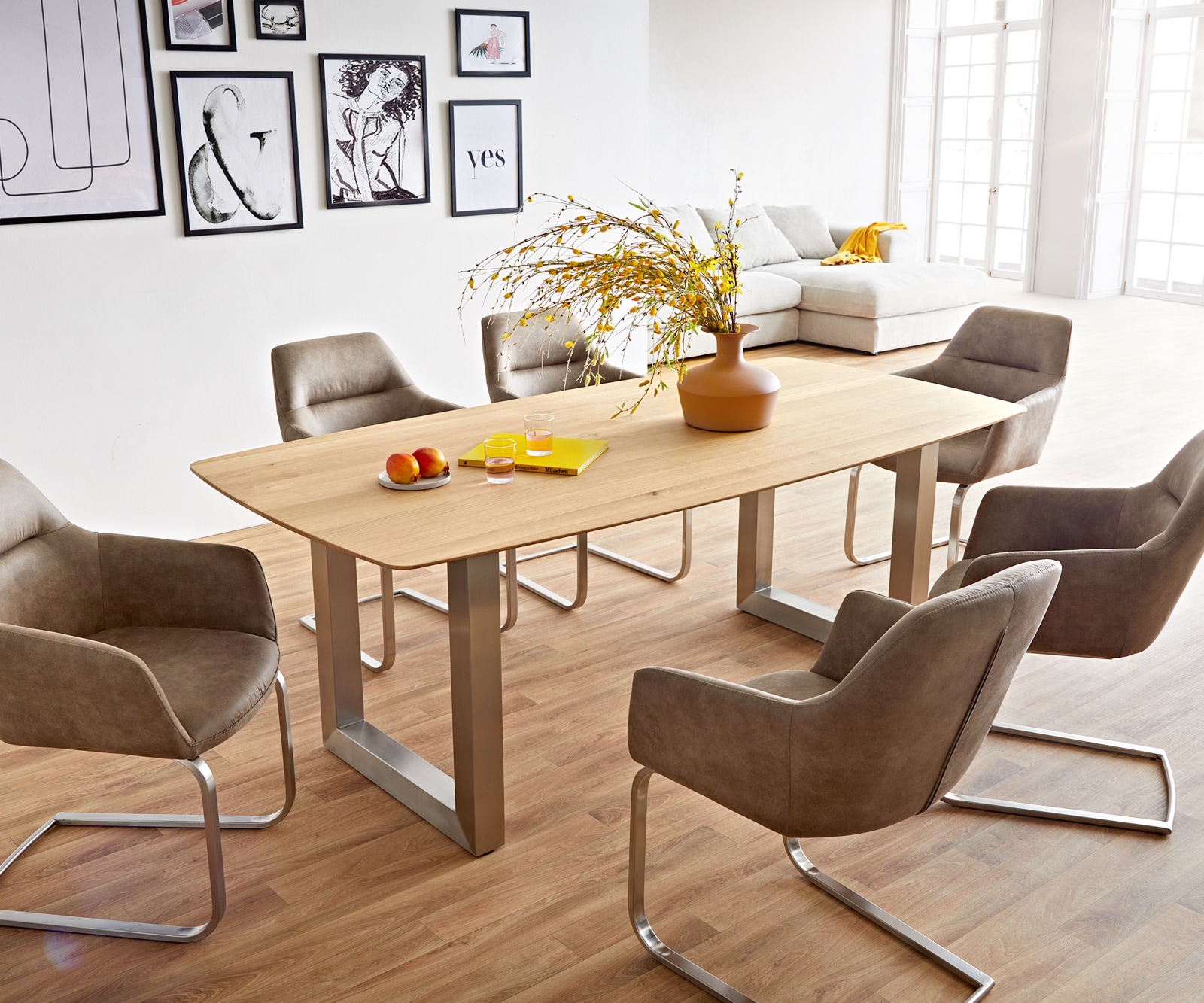 Esstisch Edge Boot 200x100x2,5-3 Eiche Natur Edelstahl Breit Schweizer Kante 5 Esstisch Edge Boot 200x100x2,5-3 Eiche Natur Edelstahl Breit Schweizer Kante 5