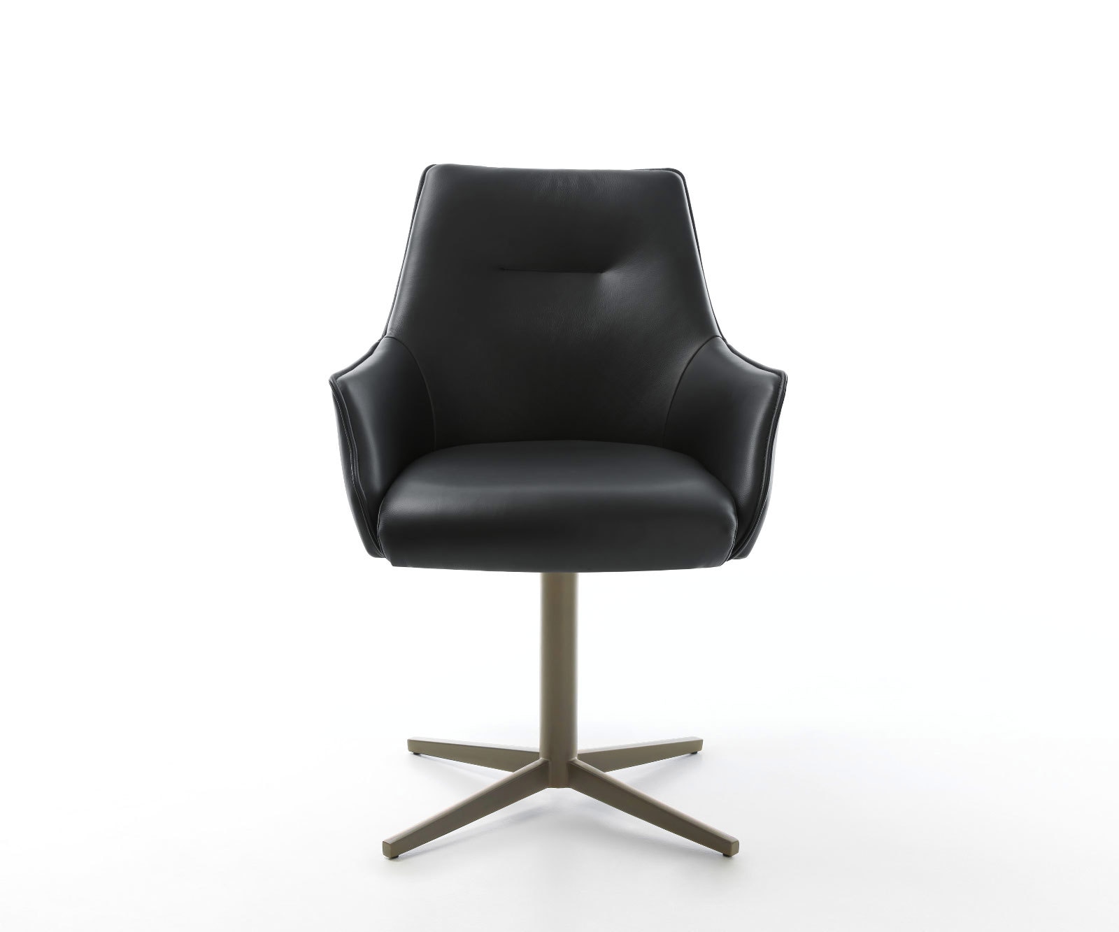 Drehstuhl Alja-Flex mit Armlehnen Echt-Leder Schwarz Fußkreuz Effektfinish Titan 360° drehbar Taschenfederkern 1 Drehstuhl Alja-Flex mit Armlehnen Echt-Leder Schwarz Fußkreuz Effektfinish Titan 360° drehbar Taschenfederkern 1