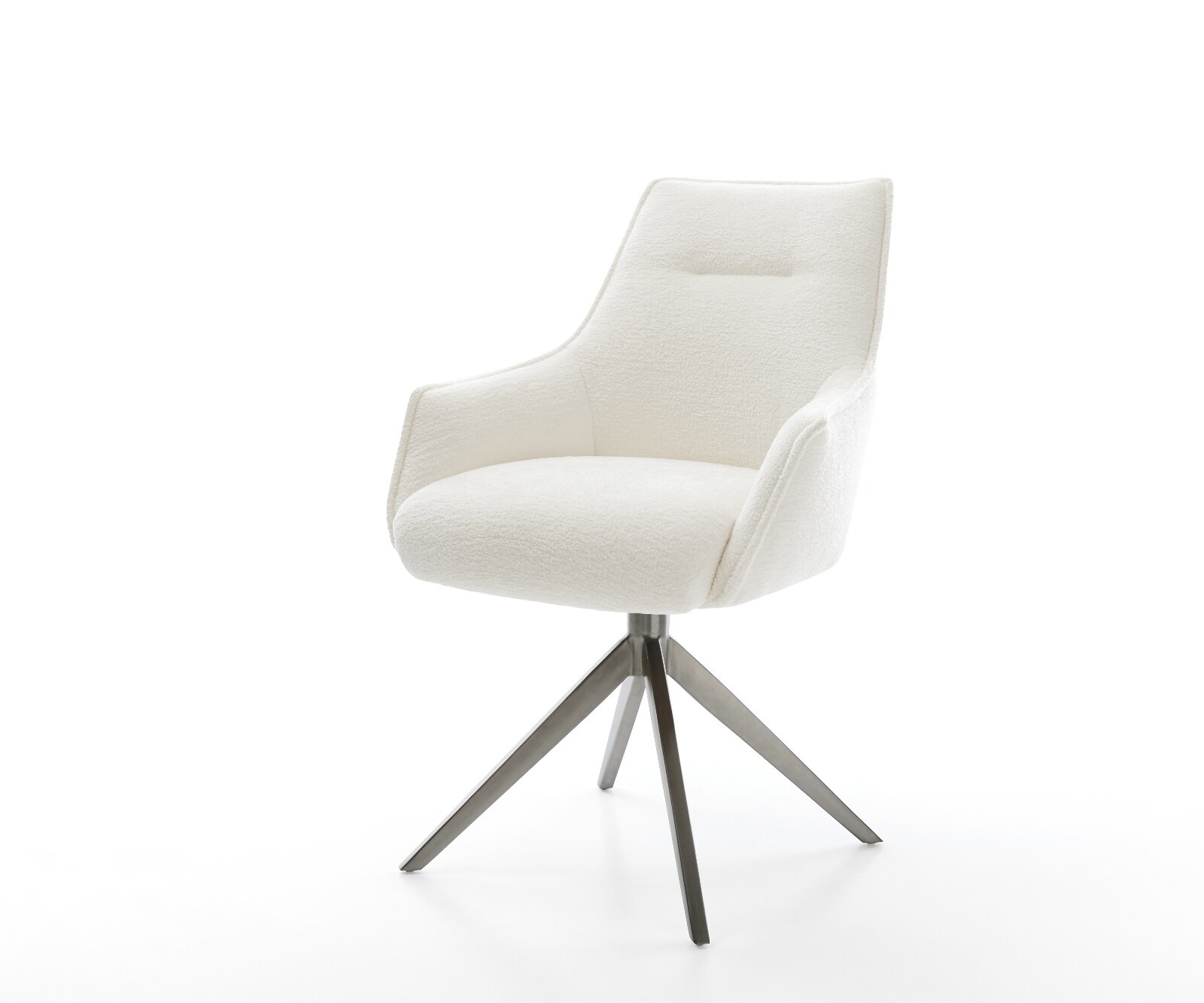 Drehstuhl Alja-Flex mit Armlehnen Bouclé Soft Beige Kreuzgestell breit Grap günstig online kaufen