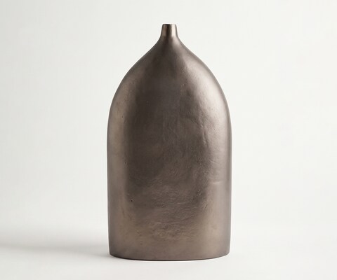 Vase Ogiva B32 x T16 x H56 cm Aluminium Hämatit Gegossen
