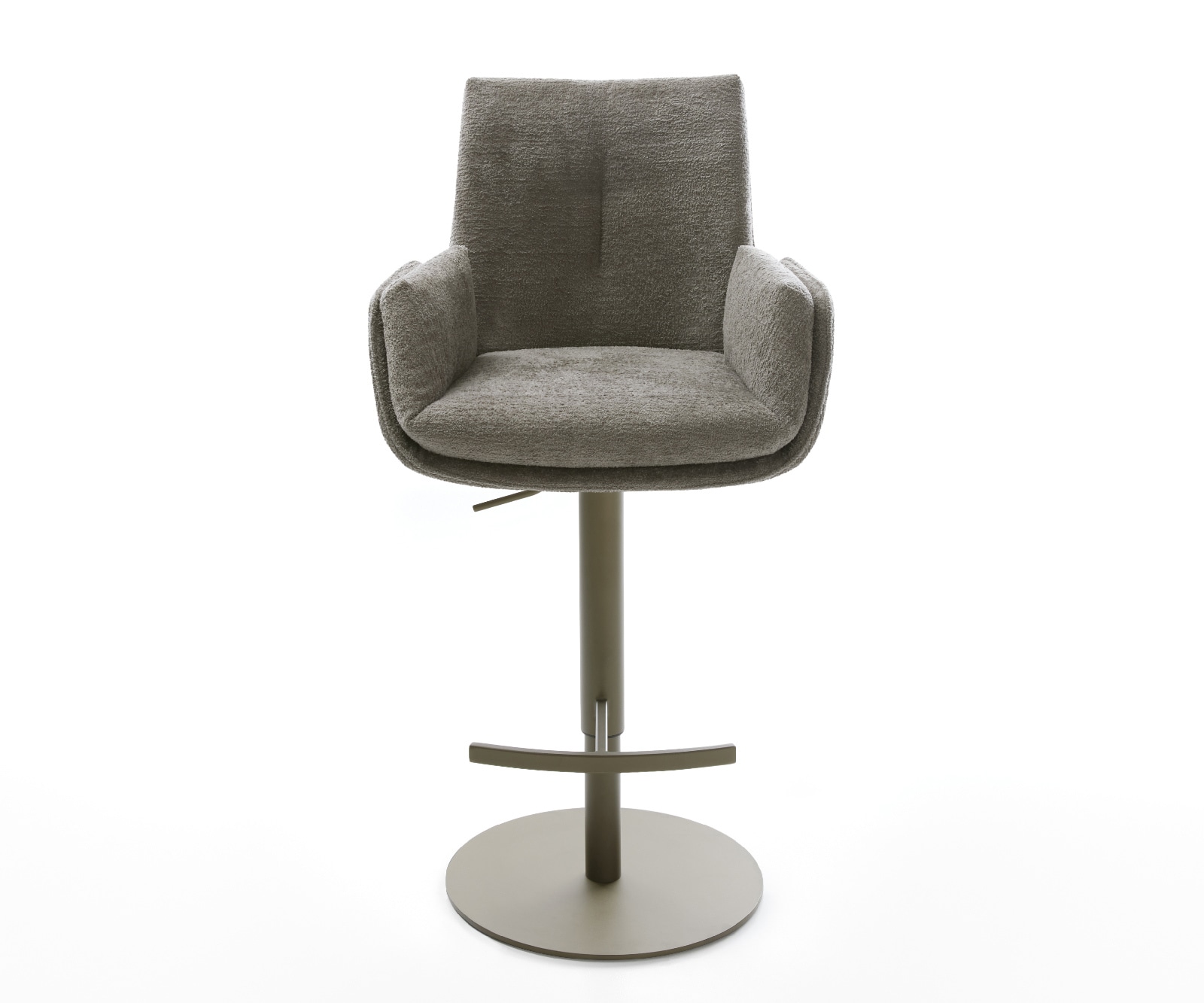 Barstuhl Clea-Flex Bouclé Soft Schlamm Drehfuß höhenverstellbar Metall Titanfarben 2