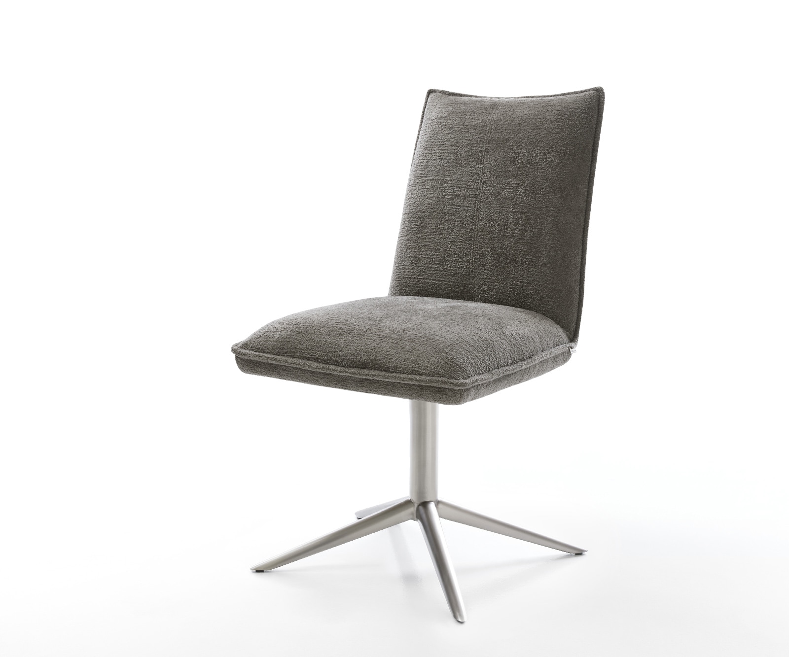 Drehstuhl Lelio-Flex Bouclé Soft Schlamm Fußkreuz Edelstahl 360° drehbar Wippfunktion Taschenfederkern