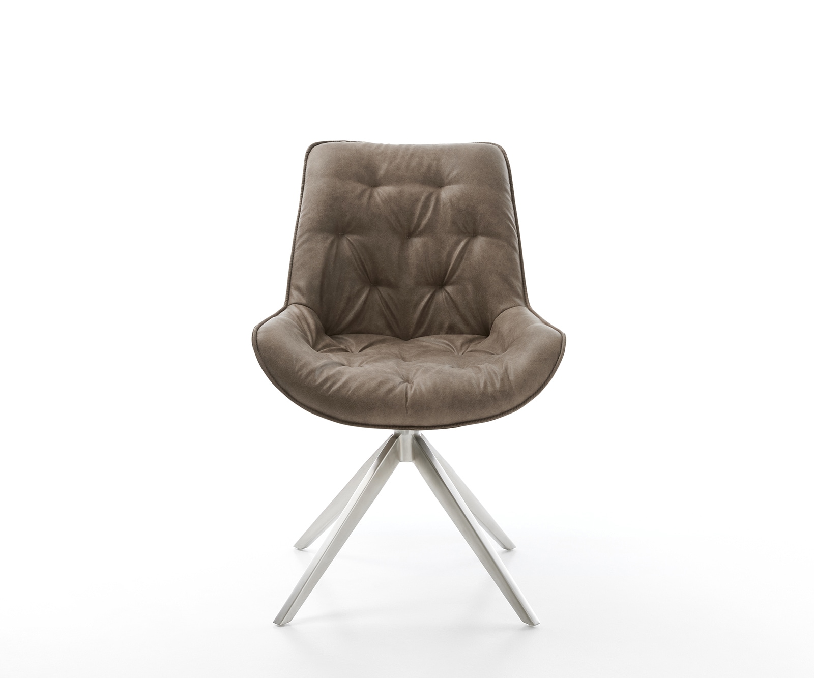 Esszimmerstuhl Taimi-Flex Mikrofaser Taupe Vintage Kreuzgestell breit Edelstahl 1 Esszimmerstuhl Taimi-Flex Mikrofaser Taupe Vintage Kreuzgestell breit Edelstahl 1