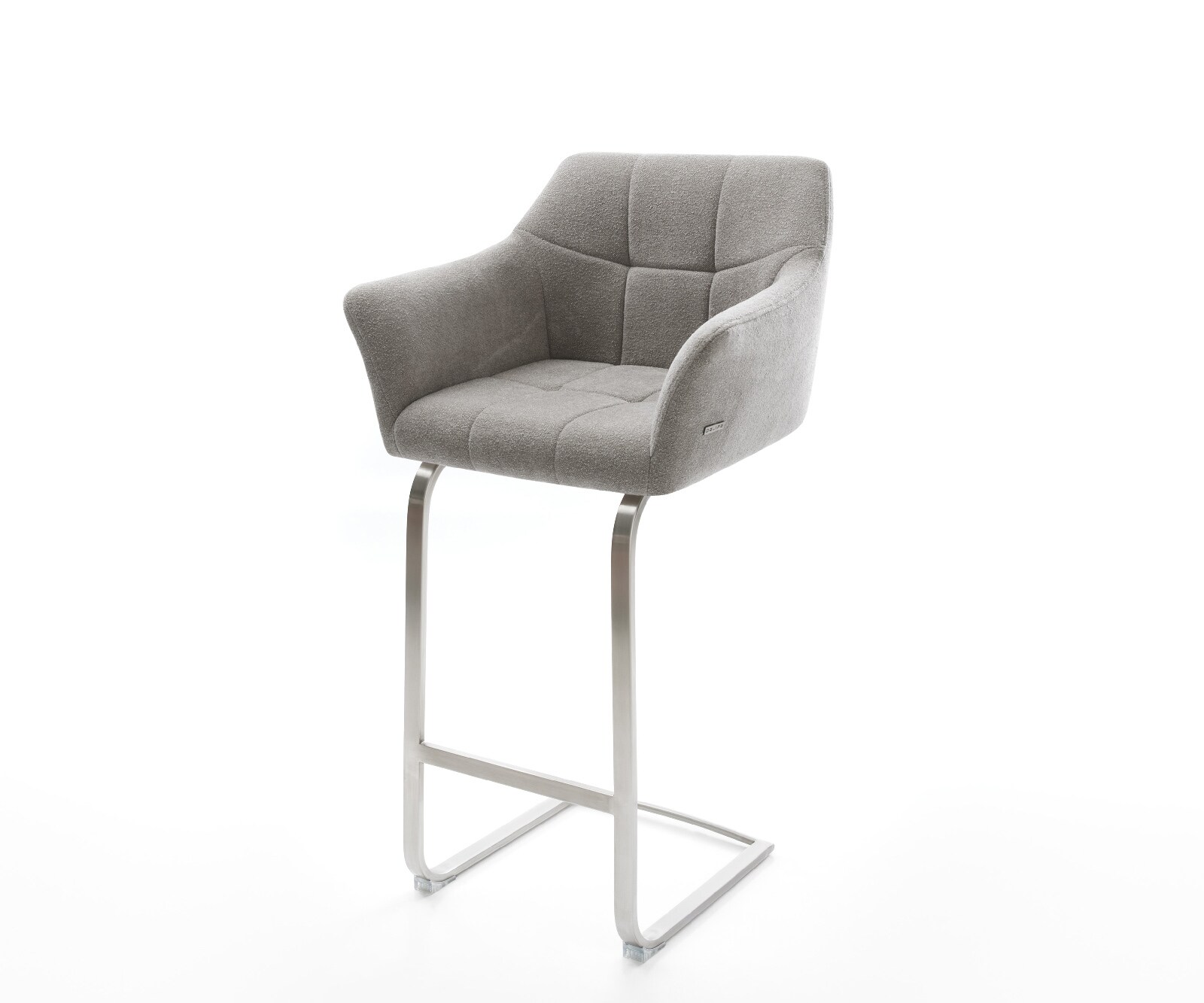 Barstuhl Yulo-Flex Strukturstoff Soft Grau Freischwinger Flach Edelstahl Silberfarben 1