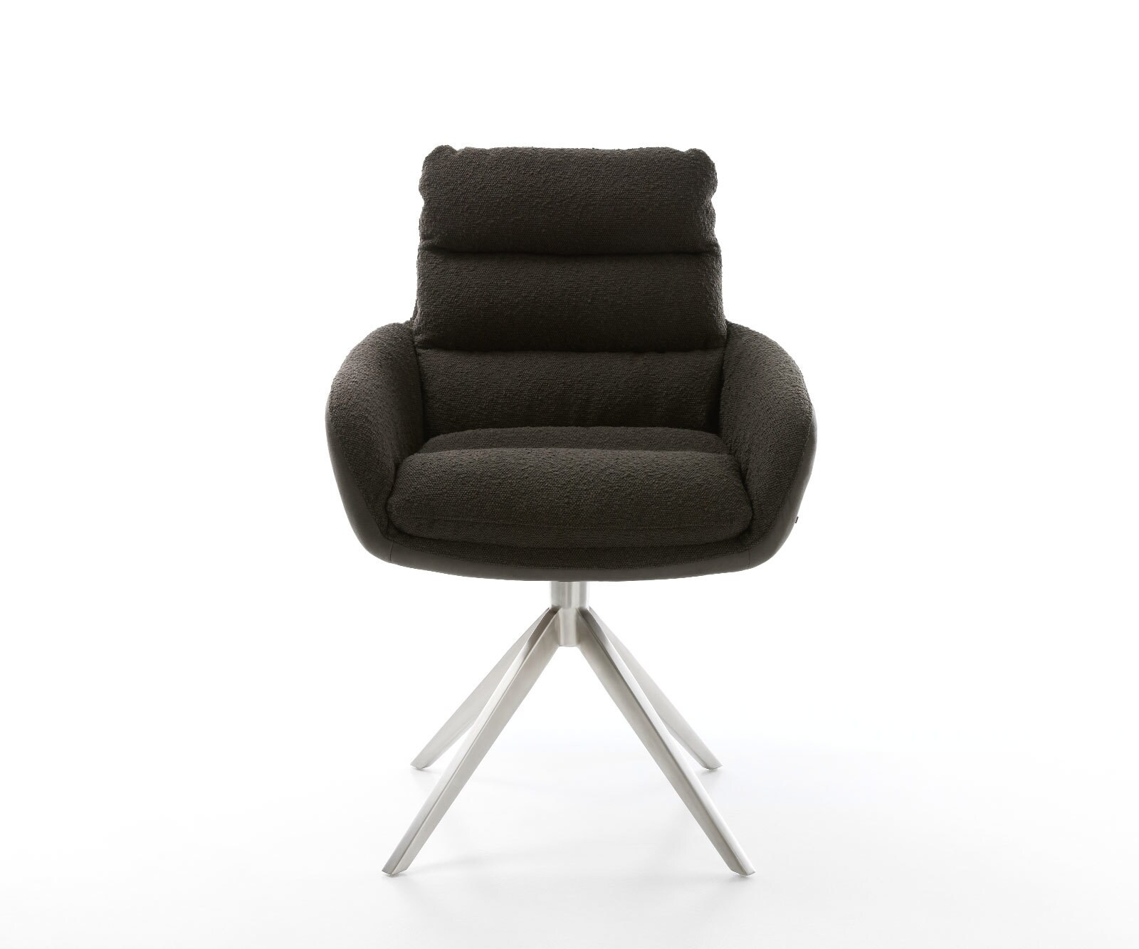 Drehstuhl Abelia-Flex mit Armlehnen Materialmix Schwarz Kreuzgestell breit Edelstahl 360° drehbar Wippfunktion 2